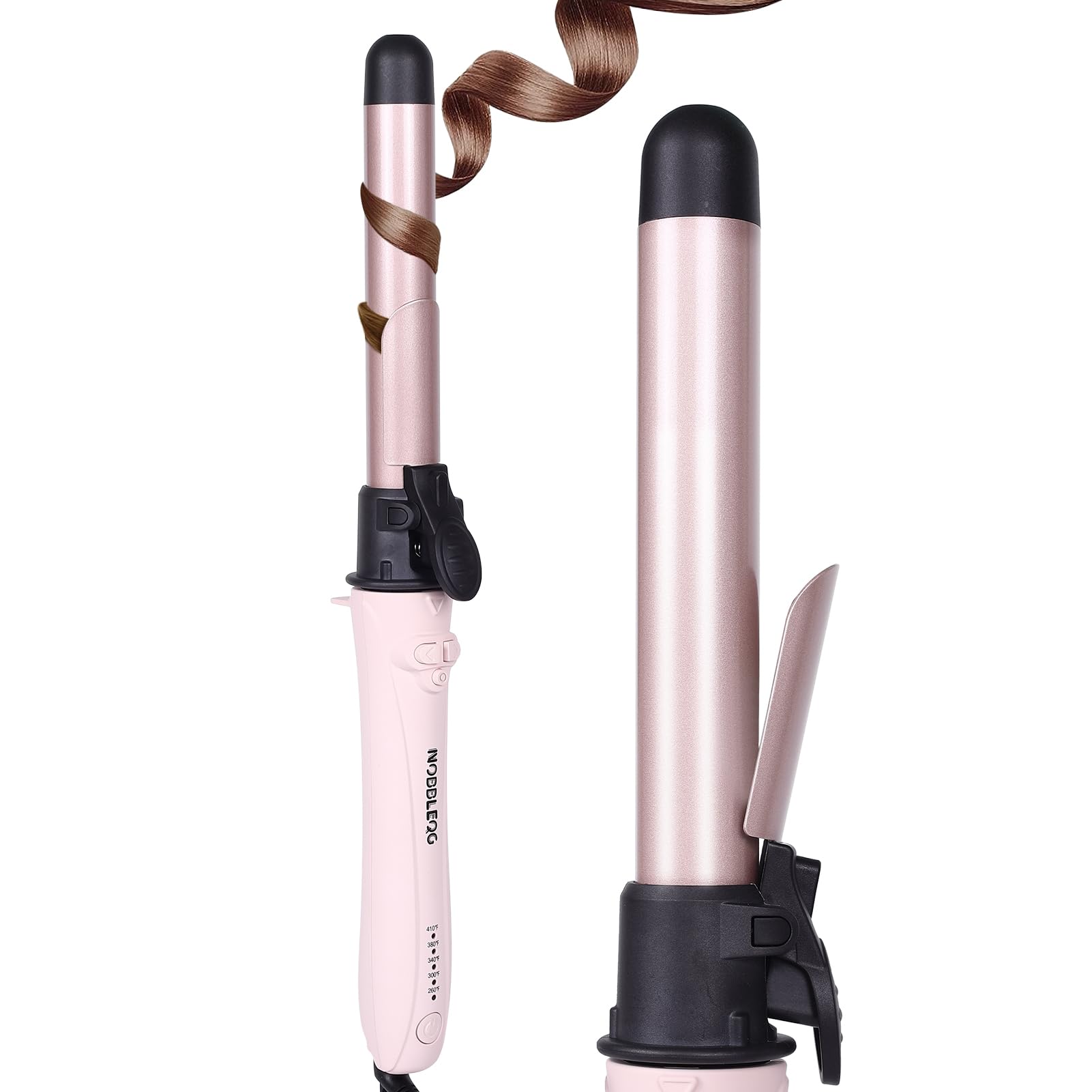 Rotating Curling Iron for Short Hair - 360° Auto Rotating Hair Curler with 5 Heat Settings, Global Voltage & Clamp, Automatic Reset Function - Perfect for Home Styling, Travel & Salon Use