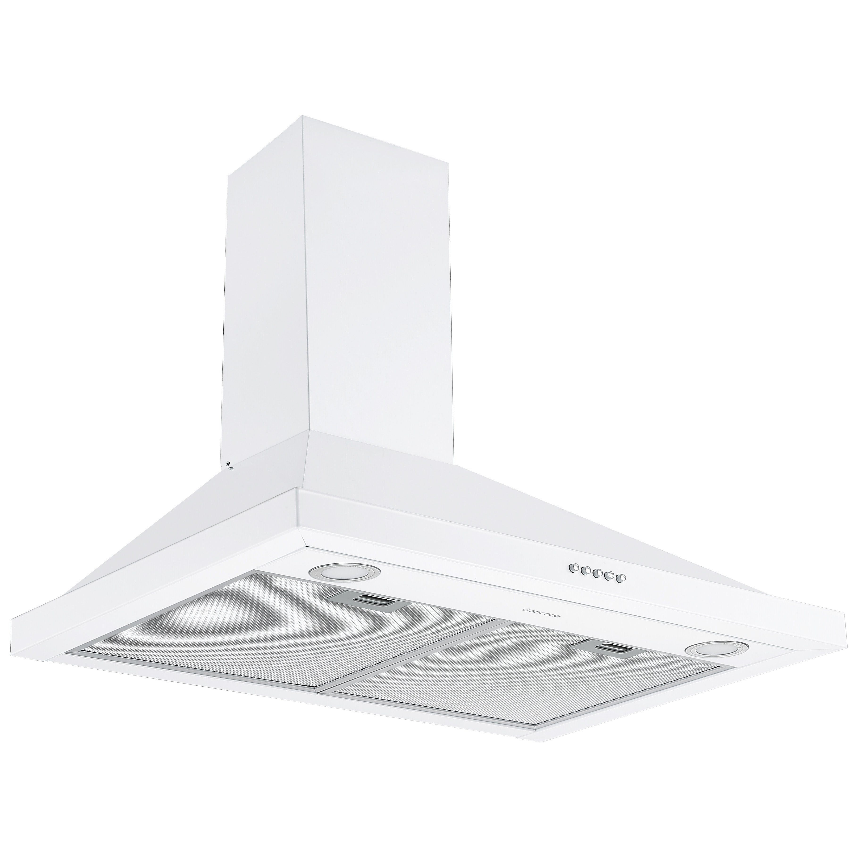 30 Inch Convertible Wall Mounted Pyramid Range Hood in White - Stainless Steel Kitchen Vent Hood for Stove, Island & Outdoor Cooking
