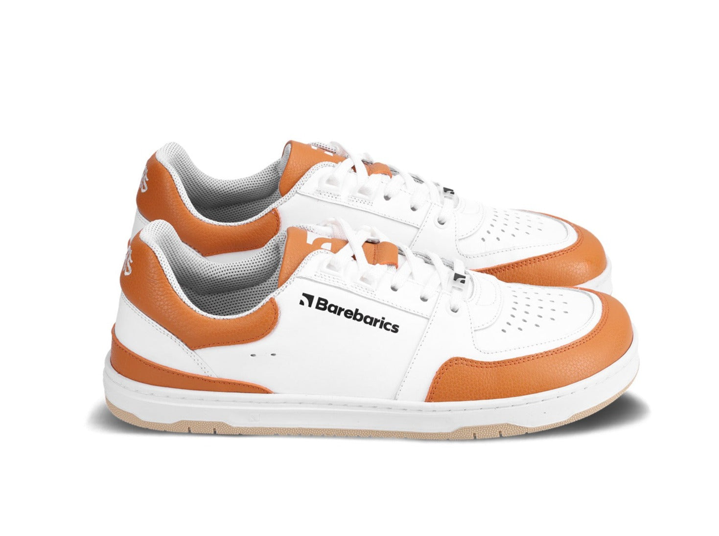 Barefoot Sneakers Barebarics Wave - White & Orange Minimalist Running Shoes for Men & Women | Lightweight & Flexible for Trail Running, Gym Workouts & Everyday Comfort