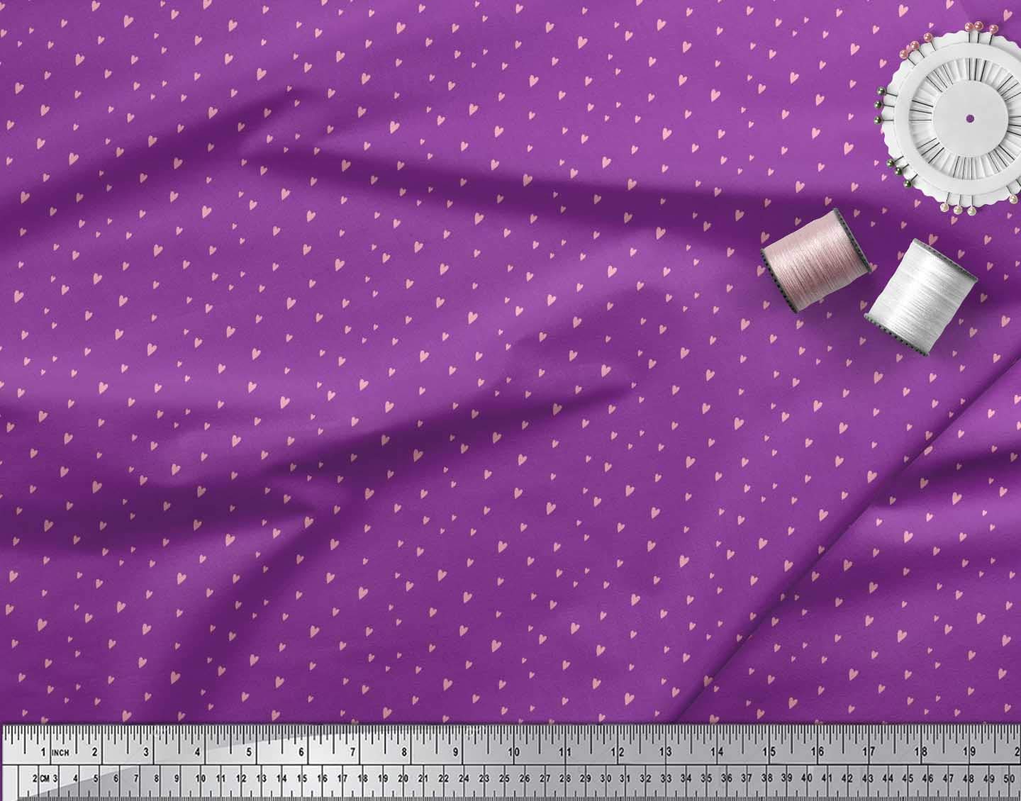 Soimoi Rayon Purple Fabric by The Yard - 42 Inch Wide - Small Heart Pattern Printed Fabric for DIY Dresses, Curtains & Home Decor - Sweet Elegance Design