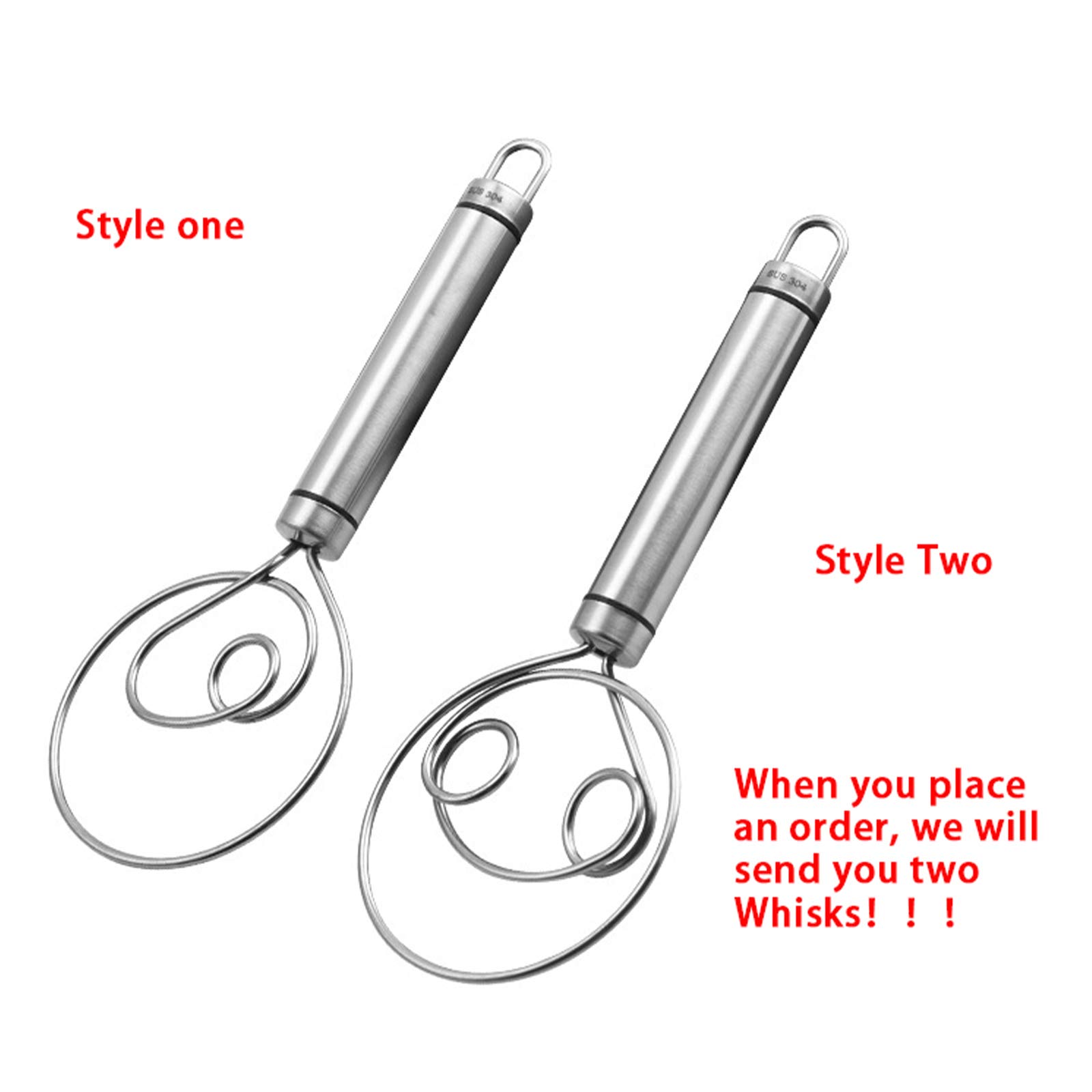 2 Pack Stainless Steel Dough Whisk - Professional Pizza Dough Mixer & Baking Tool for Cake, Sourdough, Pastry - Perfect for Home Bakers & Artisan Bread Making - Ideal for Kitchen, Bakery & Cooking Enthusiasts
