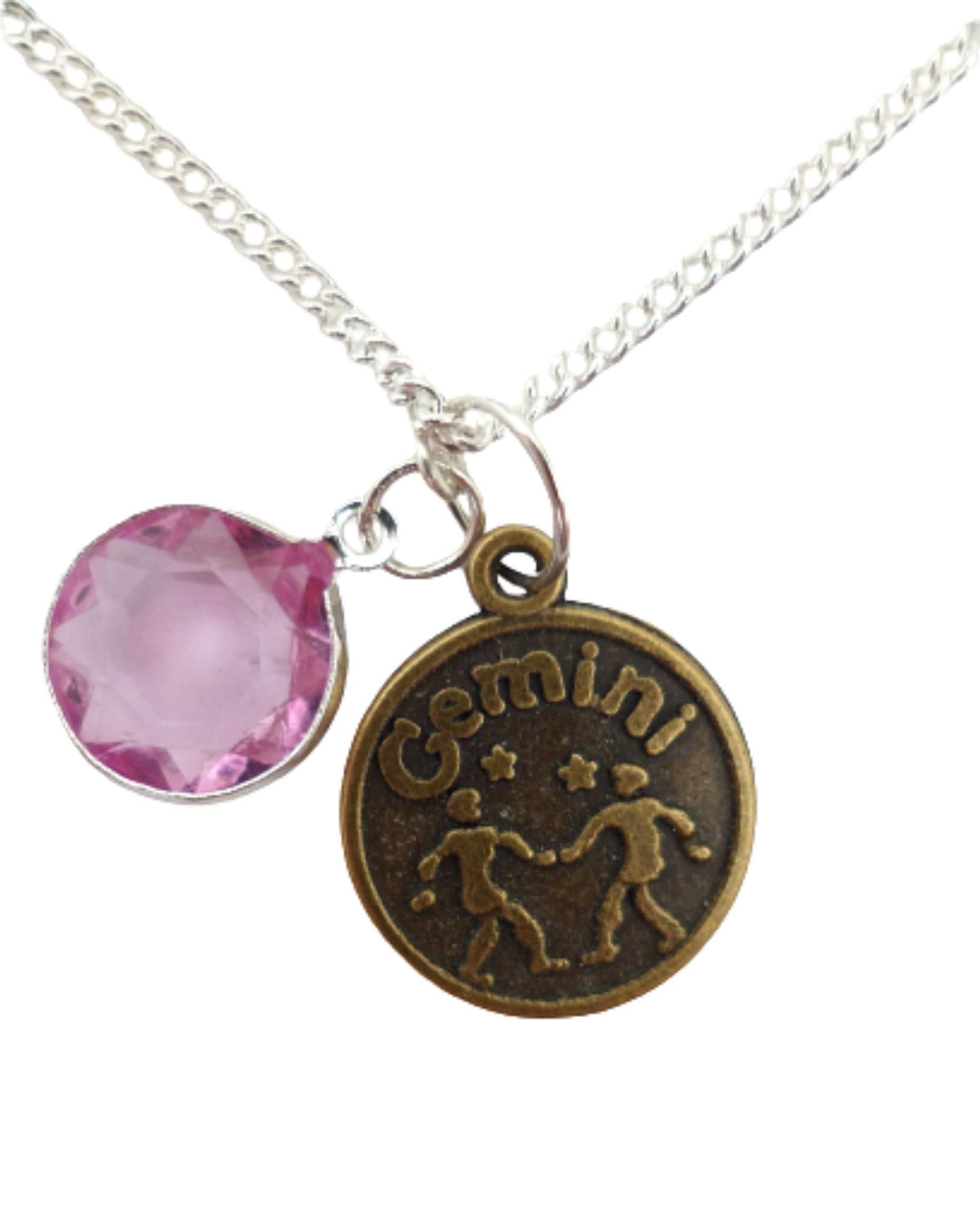 June Birthstone Moonstone Zodiac Necklace - Silver Plated Gemini Charm Pendant for Women | Perfect Gift for Birthday, Anniversary & Special Occasions