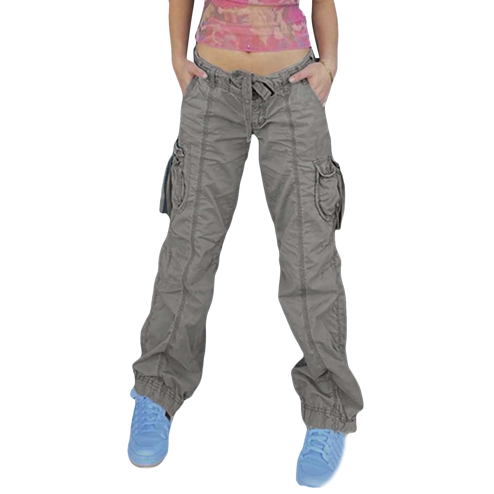 Women's Baggy Cargo Pants - Oversized Low Rise Wide Leg Parachute Sweatpants with Drawstring | Vintage Streetwear Fashion | Perfect for Casual Outfits, Hip Hop Style & Everyday Comfort