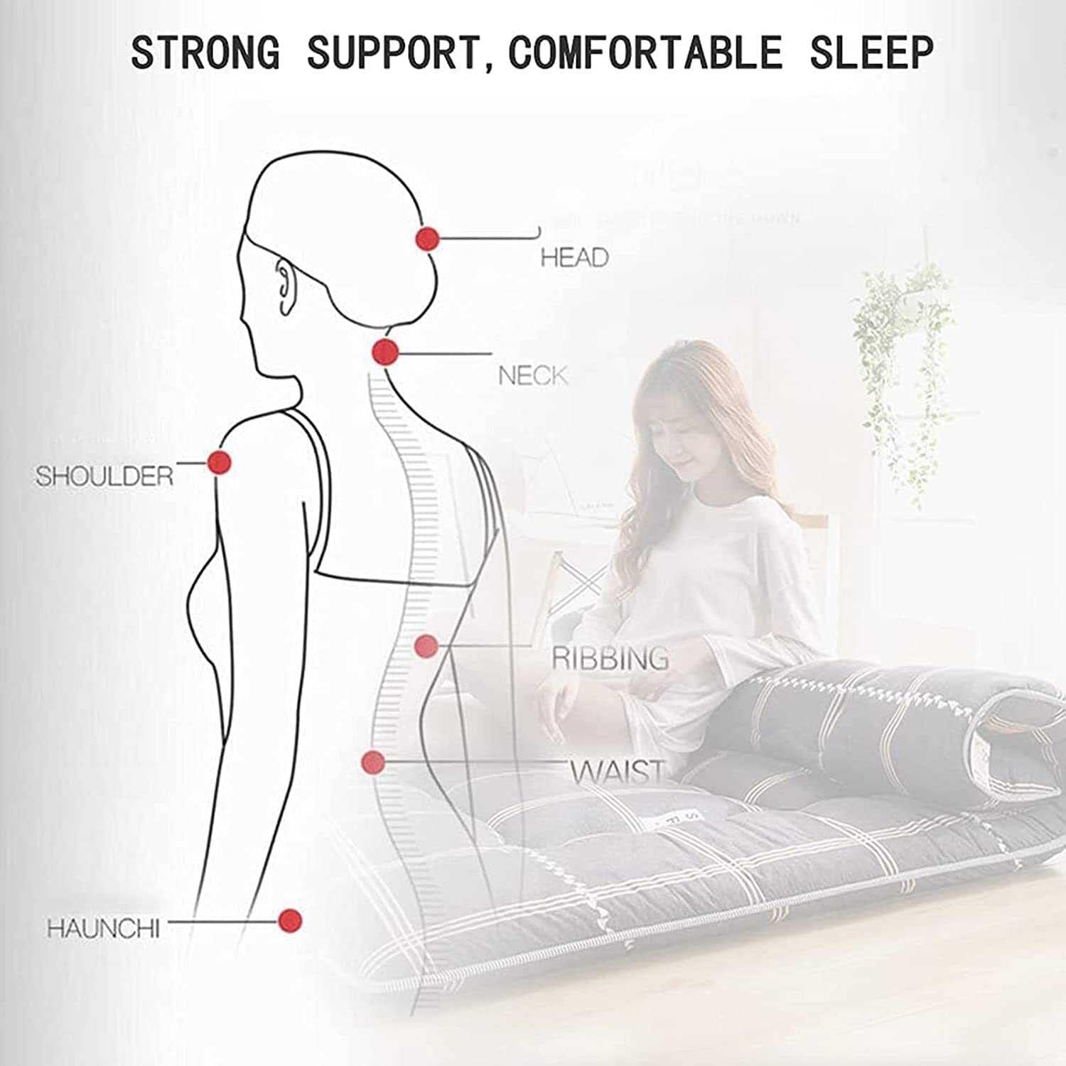 Japanese Floor Mattress Futon - Foldable Thickened Tatami Mat for Camping, Travel & Home Use - Portable Sleeping Mat for Adults & Kids (120x200cm) - Perfect for Guest Beds, Camping Trips & Kids' Rooms