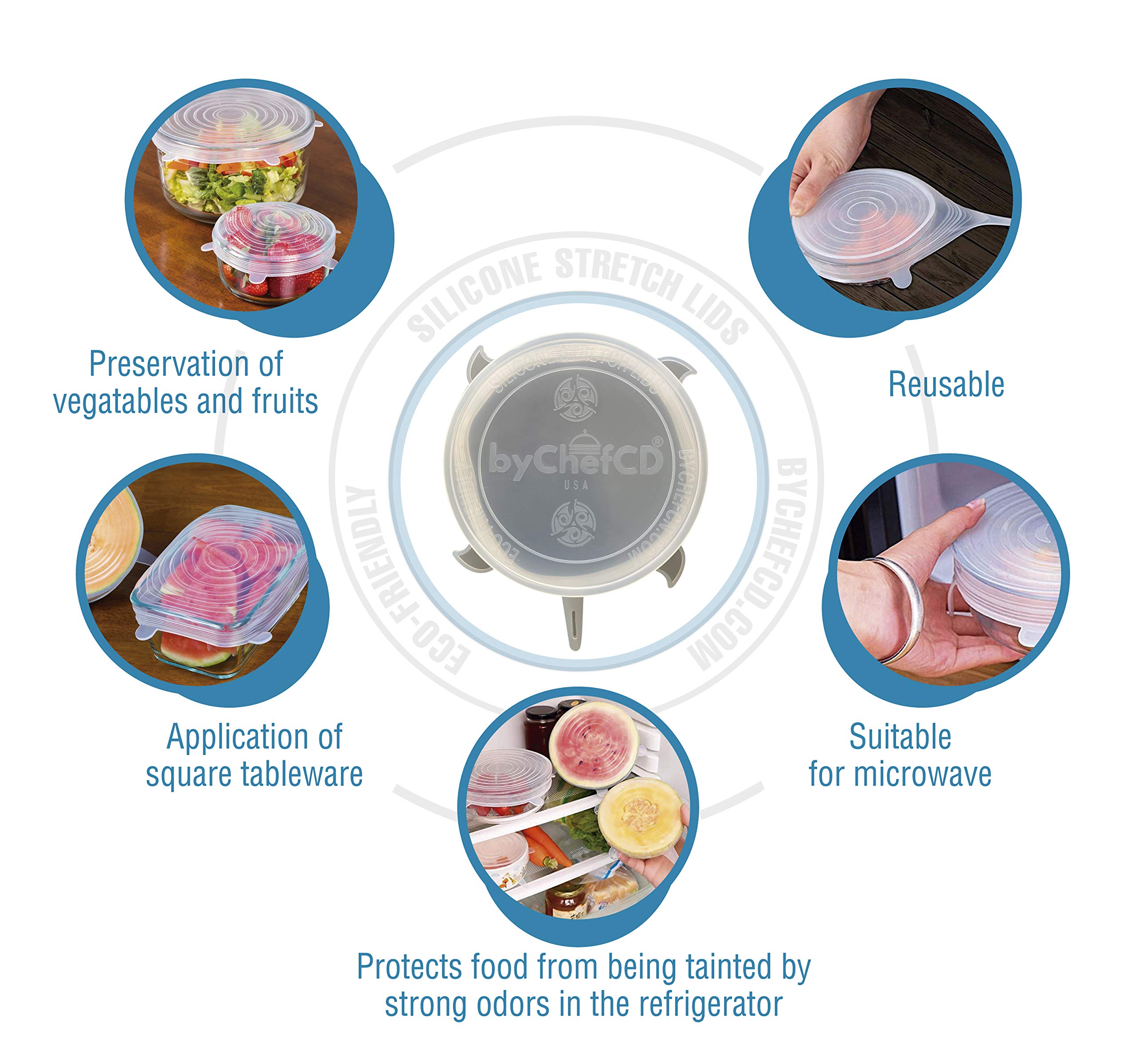 Reusable Silicone Food Storage Lids - Stretchable Bowl Covers for Airtight Seal (12-Pack) | Perfect for Meal Prep, Leftovers & Refrigerator Organization