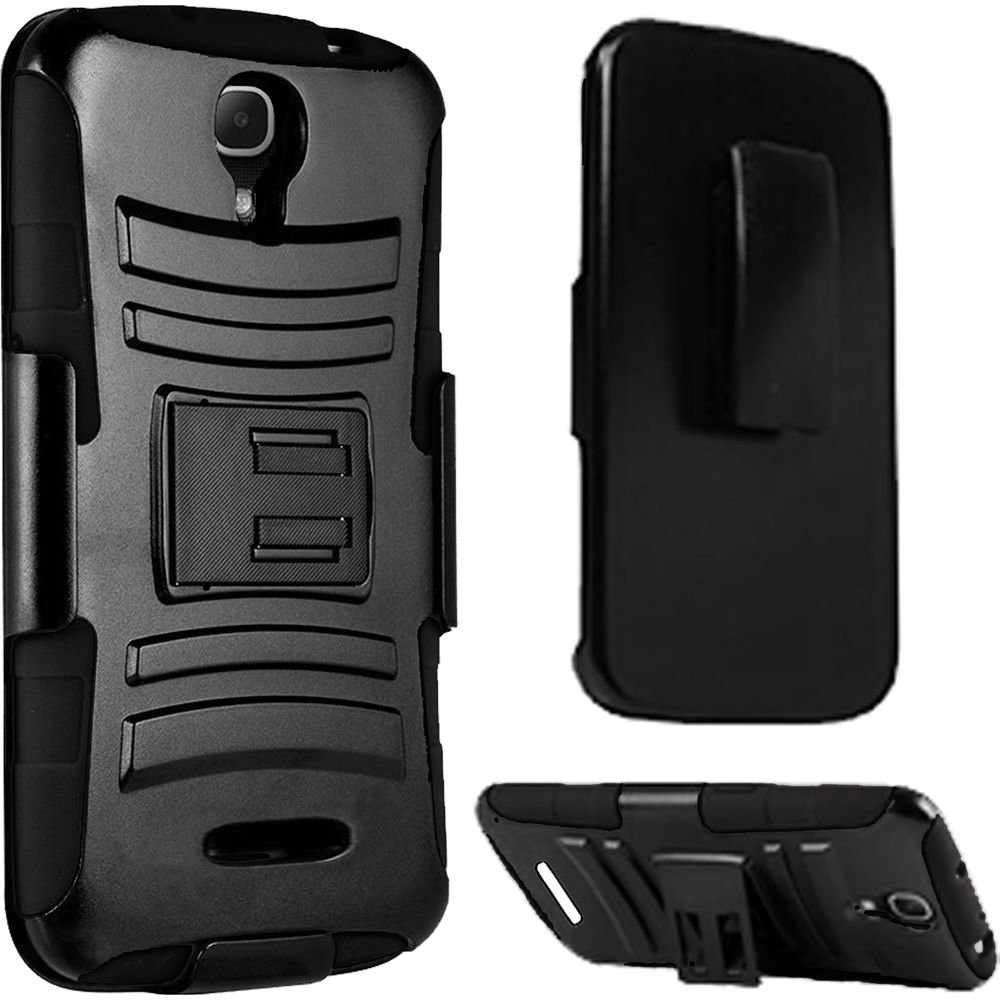 Shockproof Alcatel One Touch Pop Astro Case - Dual Layer Hybrid PC/Silicone Cover with Holster | Heavy Duty Protection for Alcatel One Touch Pop Astro | Perfect for Outdoor Activities, Work & Travel (Black)