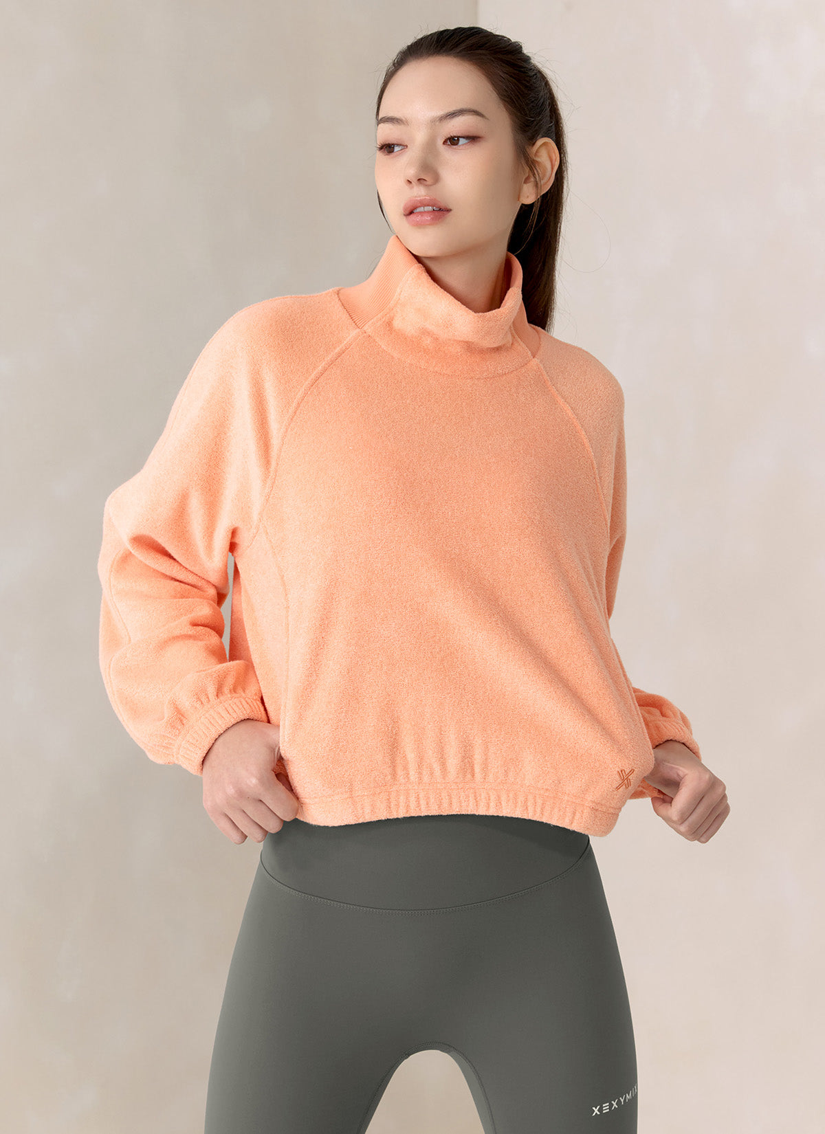 Fluffy String High Neck Sweatshirt - Women's Cozy Pullover Winter Top | Perfect for Casual Outfits, Loungewear & Cold Weather Fashion