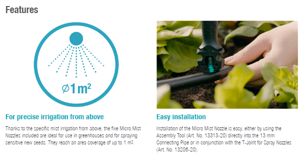 Gardena Micro Mist Nozzle - Fine Water Spray Nozzle for Garden Hose | Perfect for Delicate Plants, Seedlings & Greenhouses | Outdoor Gardening & Plant Care Essential