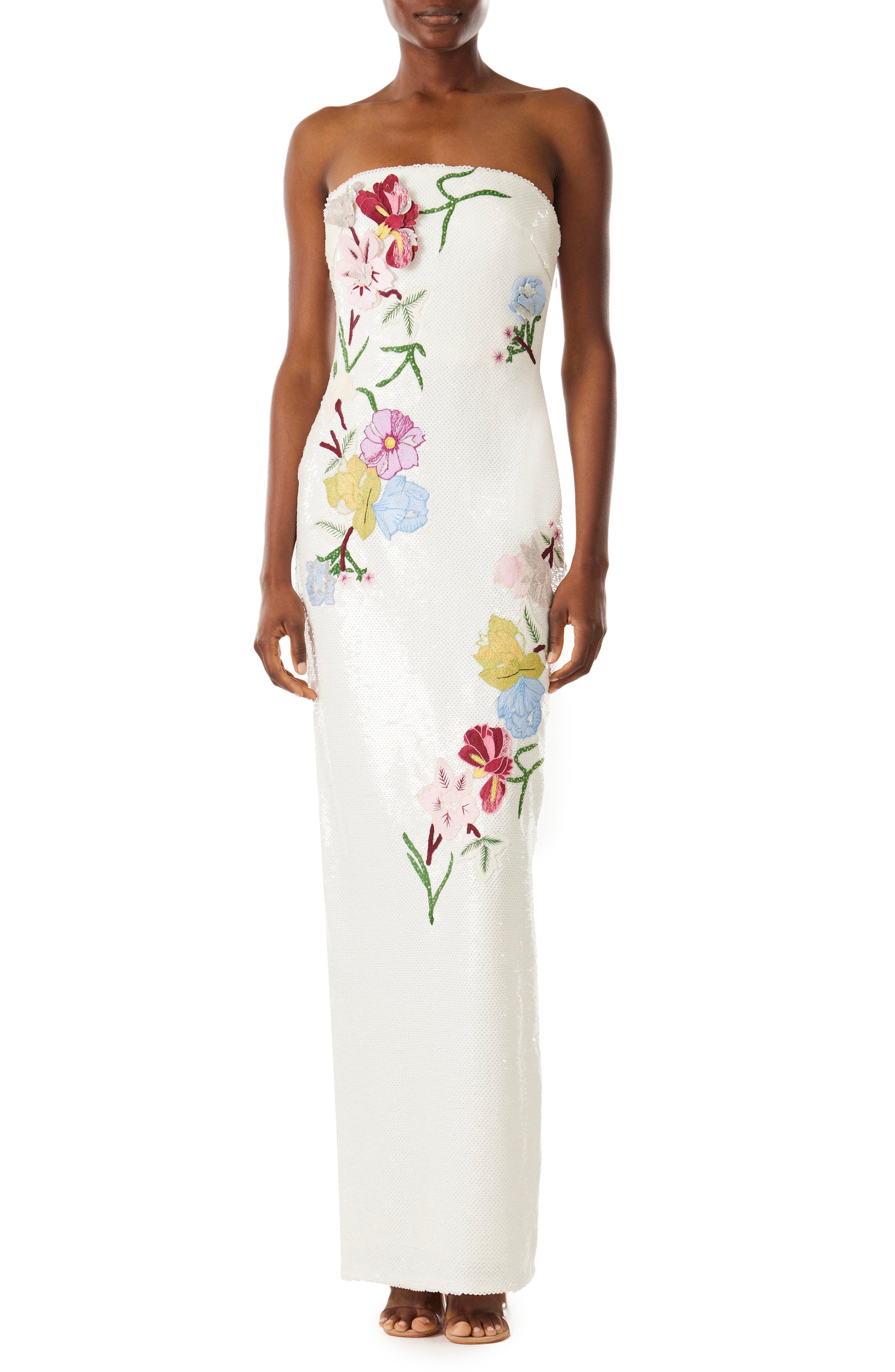Strapless Embroidered Sequin Column Gown - Elegant Formal Evening Dress for Prom, Wedding & Black Tie Events