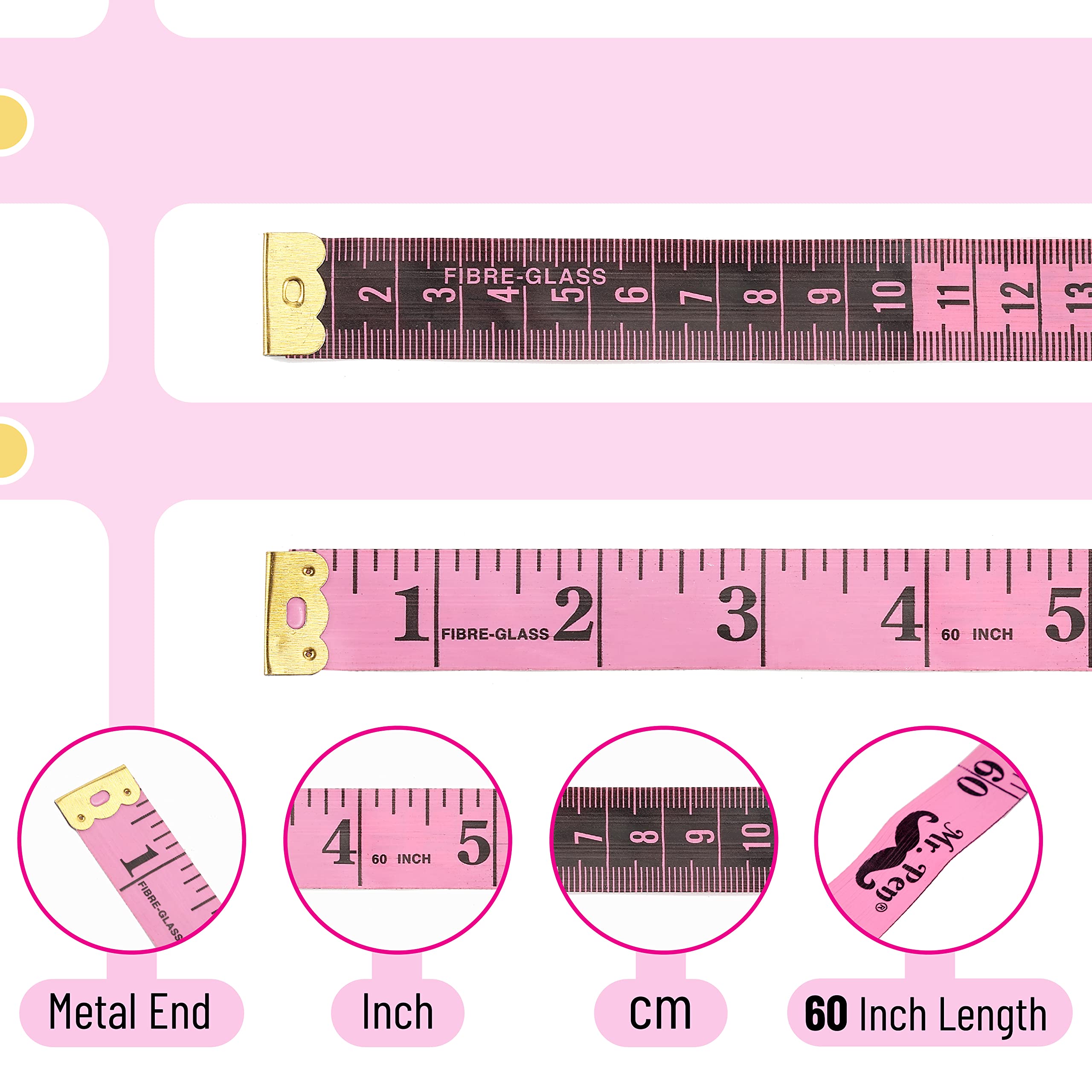 Mr. Pen 2 Pack Retractable Body Measuring Tape - 60 Inch/150 cm Soft Fabric Tape Measure for Sewing, Weight Loss Tracking & Body Measurements | Perfect for Tailors, Fitness Enthusiasts & DIY Projects