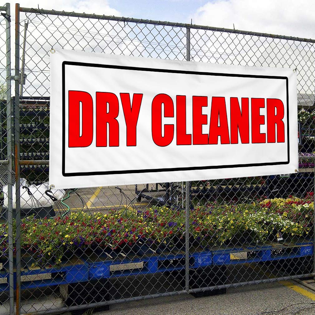 Custom Vinyl Banner 48x96 Inches - Weatherproof Outdoor Business Sign with 8 Grommets for Dry Cleaner Promotions, Yard Sales & Industrial Use | Durable Red Advertising Banner for Stores, Events & Commercial Displays