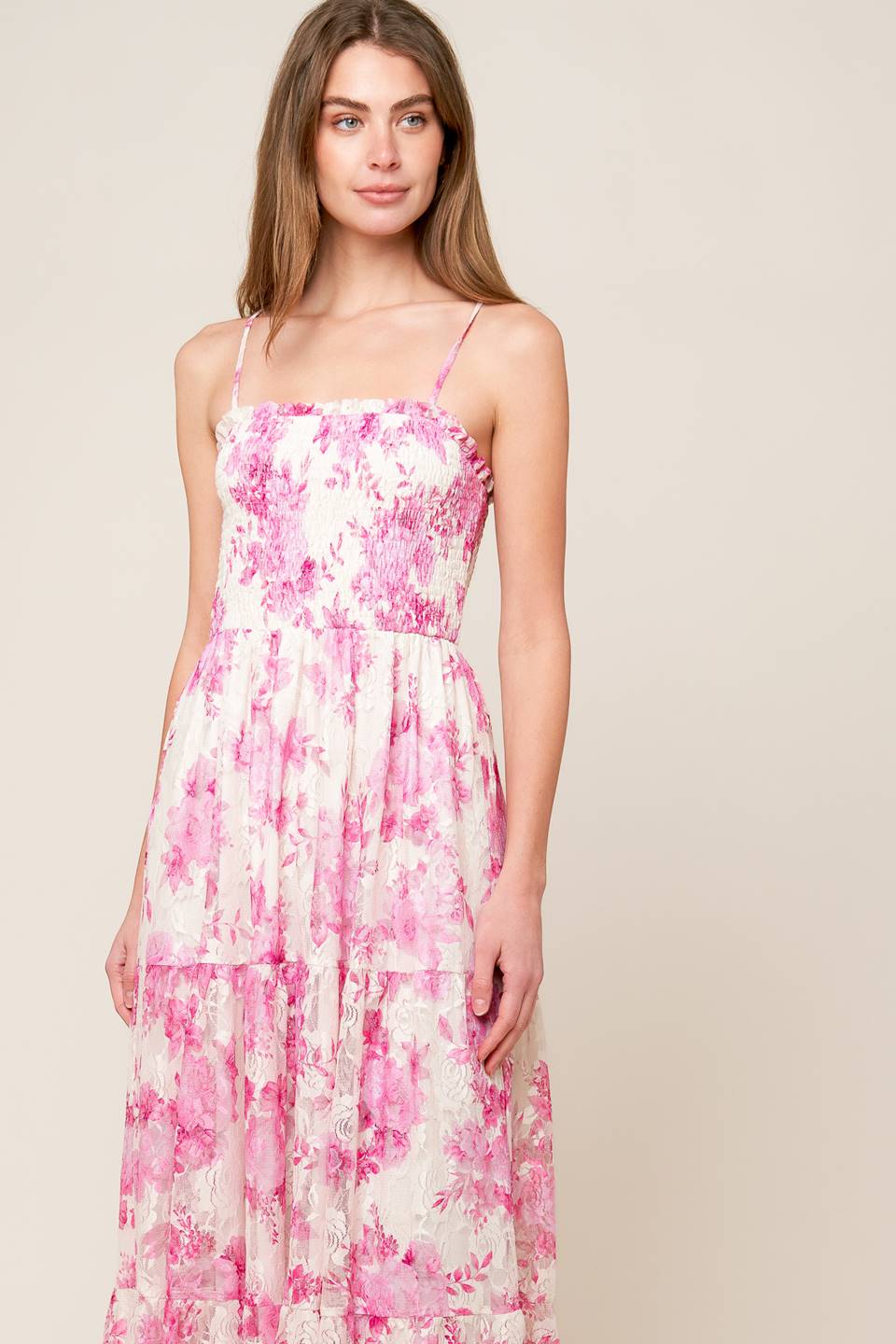 IN THIS MOMENT Woven Lace Maxi Dress - Elegant Long Flowy Dress for Women, Perfect for Weddings, Parties & Special Occasions