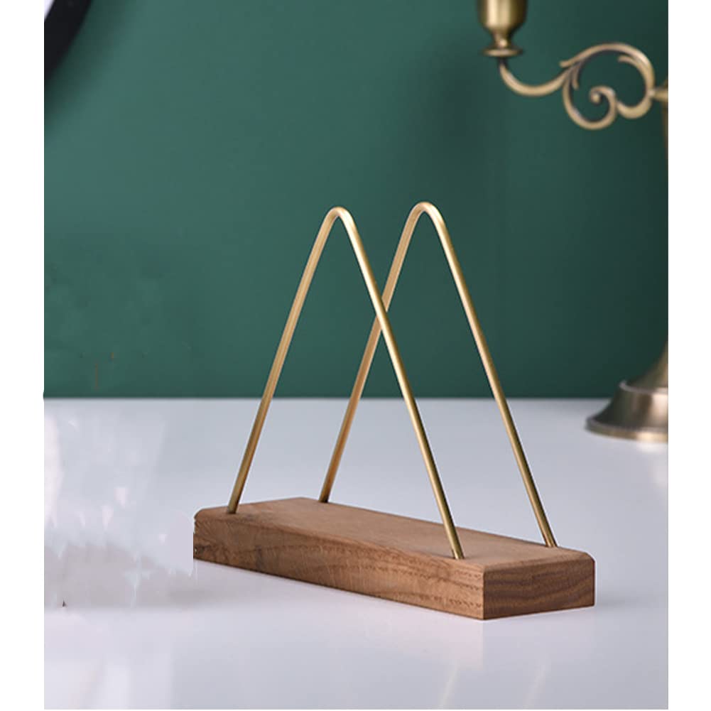 Premium Black Walnut Wood Paper Towel Holder with Golden Triangle Accent - Elegant Vertical Napkin Stand for Coffee Shops, Restaurants & Home Decor (7×2.3×5.7 Inches) - Perfect for Kitchen Countertops, Dining Tables and Hospitality Settings