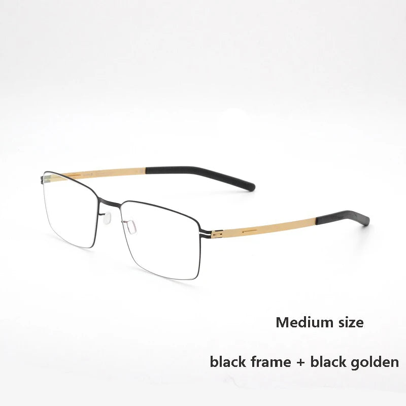 Unisex Full Rim Square Screwless Titanium Alloy Eyeglasses Frame 13519 - Lightweight Durable Glasses for Work, Reading & Fashion
