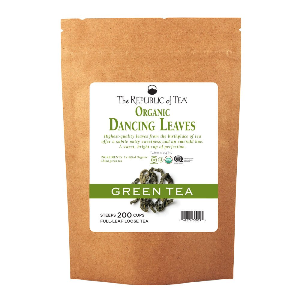Organic USDA Dancing Leaves Green Full-Leaf Tea by The Republic of Tea - 1 Pound (200 Cups) | Premium Loose Leaf Tea for Daily Wellness, Iced Tea & Relaxation