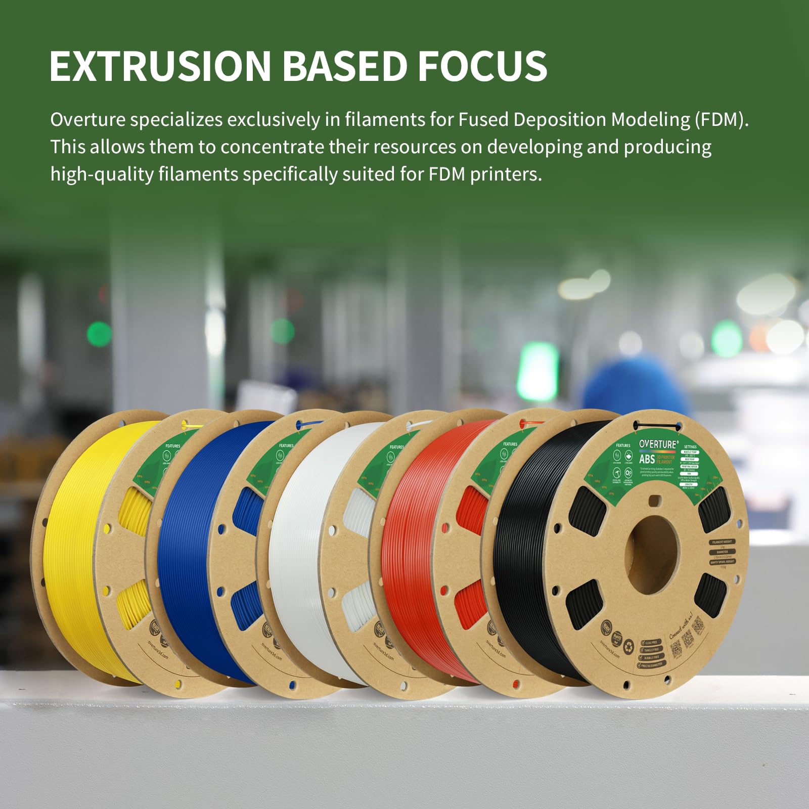 Overture ABS Filament 1.75mm 1kg (2.2lbs) - High Precision 3D Printer Filament with +/- 0.02mm Dimensional Accuracy - Compatible with Most FDM Printers (Blue) - Perfect for DIY Projects, Prototyping & Home 3D Printing