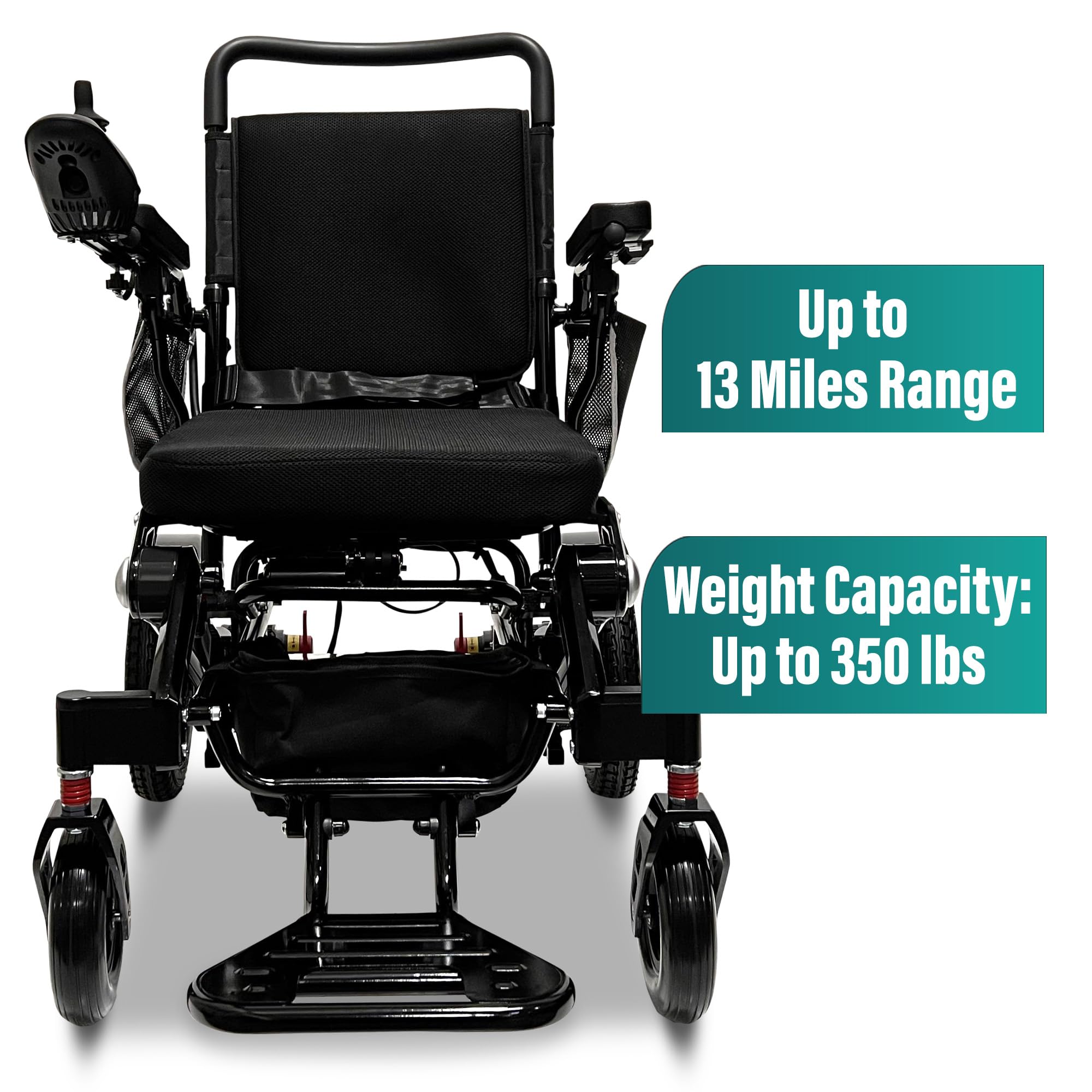 MALISA Electric Wheelchair for Adults - Automatic Folding Power Wheelchair, Lightweight Portable Motorized Wheelchair with All-Terrain Capability (Black Frame) - Ideal for Indoor/Outdoor Use, Travel & Daily Mobility Assistance