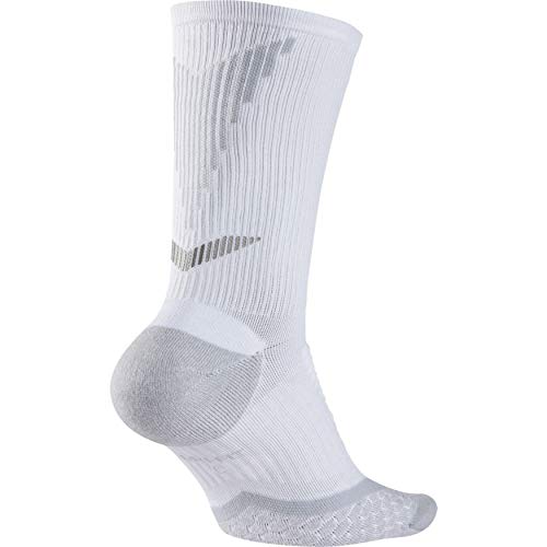 Nike Men's Elite 2.0 Cushioned Crew Golf Socks - White/Gray - X-Large (12-13.5) - Moisture Wicking & Arch Support for Comfortable Golfing & Sports Activities