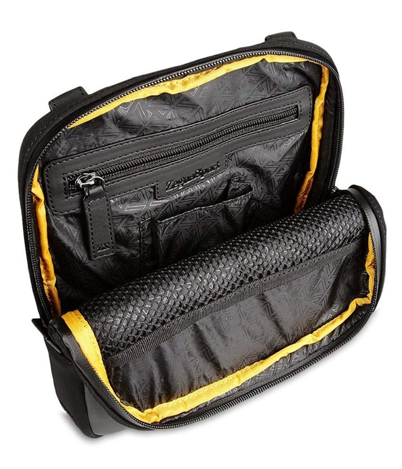 Ermenegildo Zenga Sport Neoprene & Rubberized Leather Crossbody Bag - One Size, Black - Perfect for Gym, Travel & Everyday Use