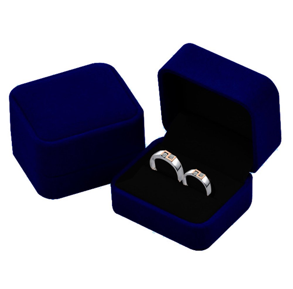 Premium Flocked Jewelry Gift Box for Earrings & Rings - Elegant Blue Velvet Storage Case - Perfect for Bridal, Birthday & Anniversary Gifts