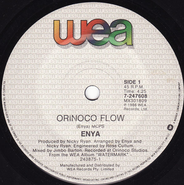 Enya - Orinoco Flow (7-Inch Single, VG+ Condition) | Vinyl Record for Music Collectors & Enya Fans - Perfect for Home Listening & DJ Sets