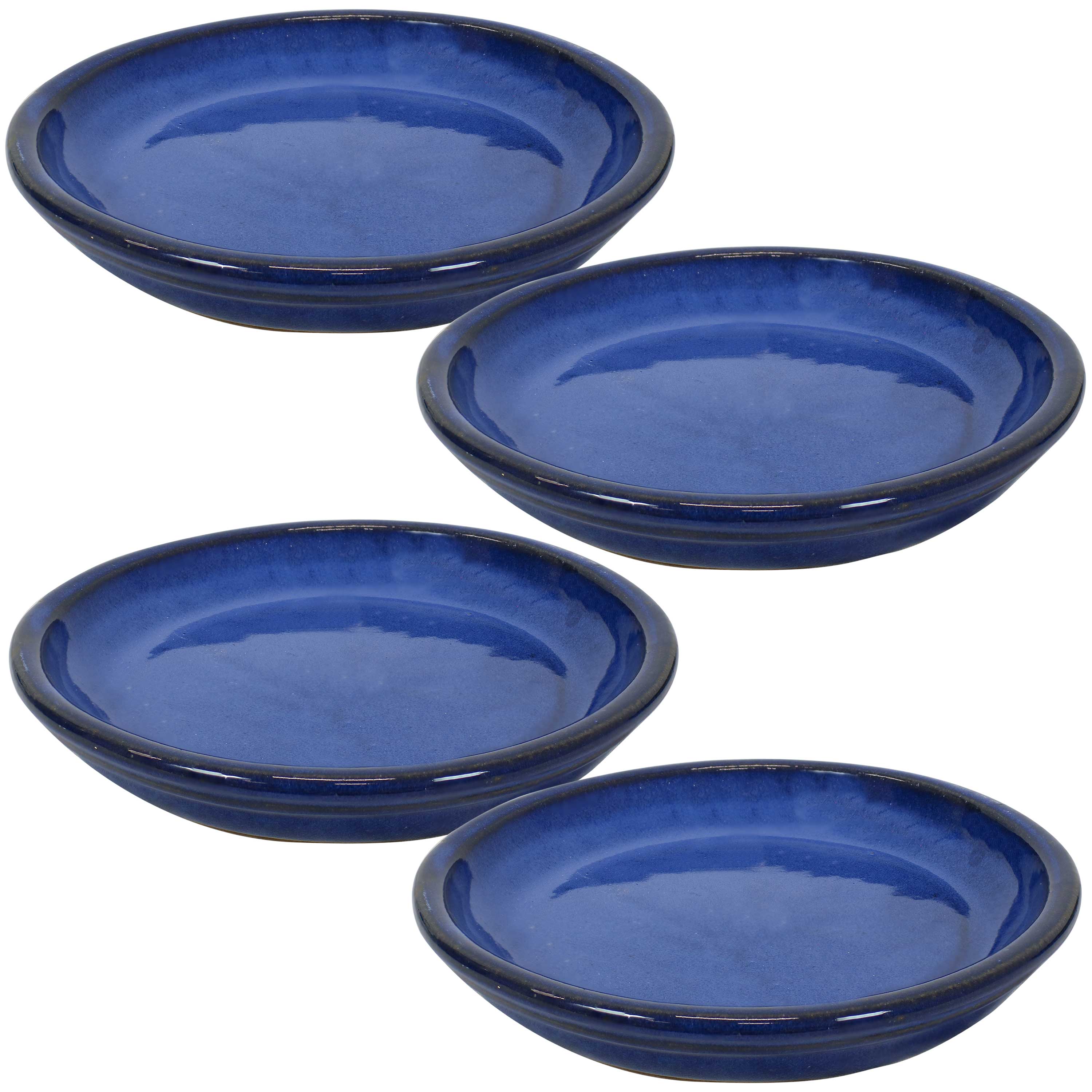 Sunnydaze 4-Pack Glazed Ceramic Plant Saucers for Indoor & Outdoor Potted Plants – Perfect for Home, Garden, and Patio Decor