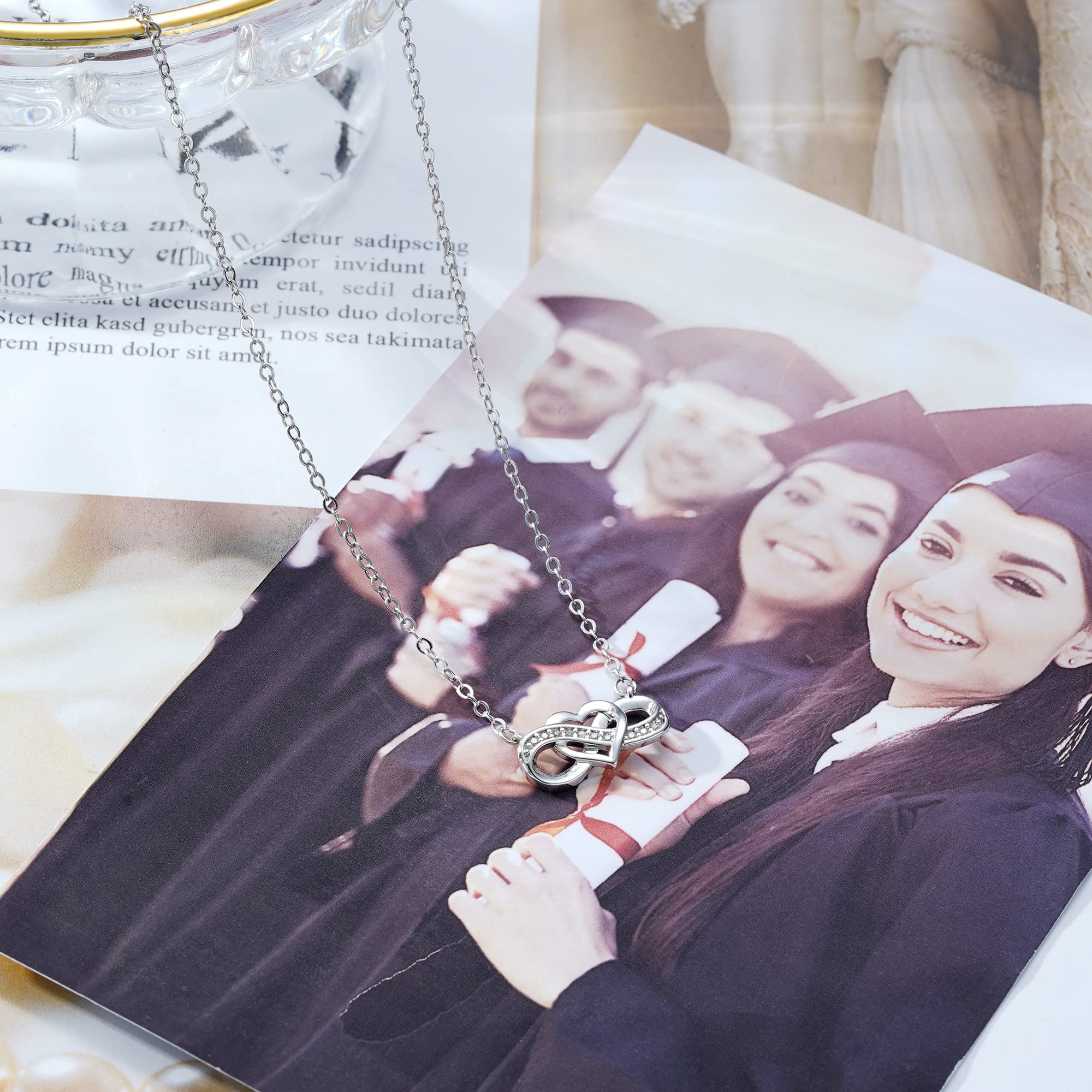 14K White Gold Plated Graduation Necklace for Women - Elegant Jewelry Gift for College Graduate, Daughter, Granddaughter or Niece | Perfect for Commencement Ceremony, Graduation Party & Special Occasions
