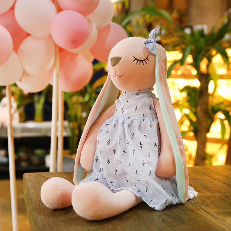 Adorable Pink & Blue Fluffy Bunny Plush Toy - Soft Stuffed Animal for Kids, Girls & Boys | Perfect for Cuddling, Nursery Decor & Gift Giving