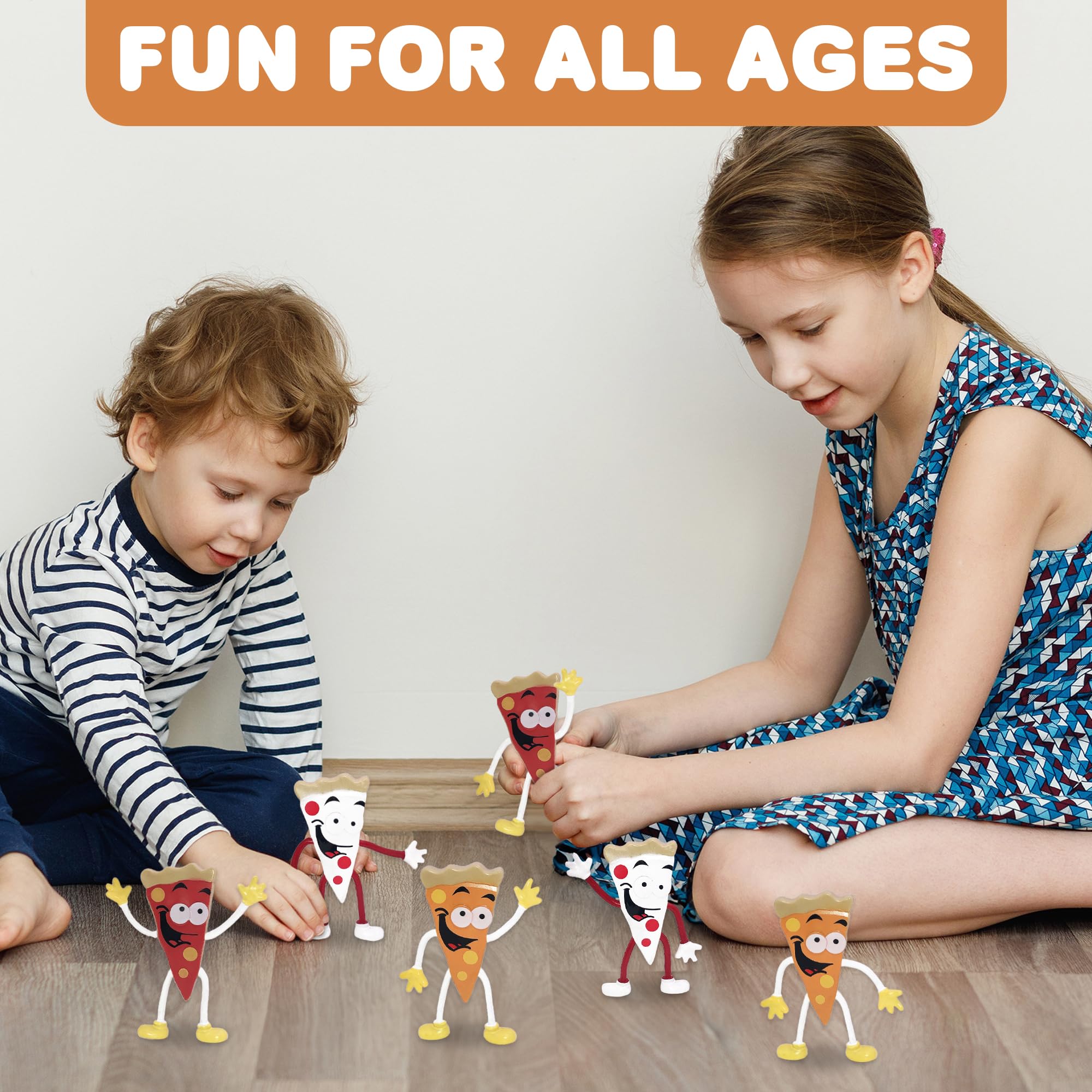 ArtCreativity Flexible Pizza Figures - 12 Pack Bendable Toys for Kids, Fun Pizza Party Favors for Boys & Girls, Stress Relief Fidget Toys, Easter Basket Stuffers & Pinata Fillers - Perfect for Birthday Parties, Classroom Rewards & Sensory Play