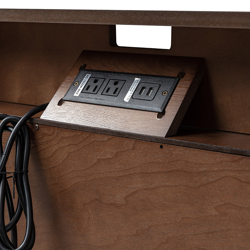 Mid Century Modern Nightstand with 2 Drawers & Built-in USB Outlets - Stylish Bedside Table for Bedroom, Living Room, or Office
