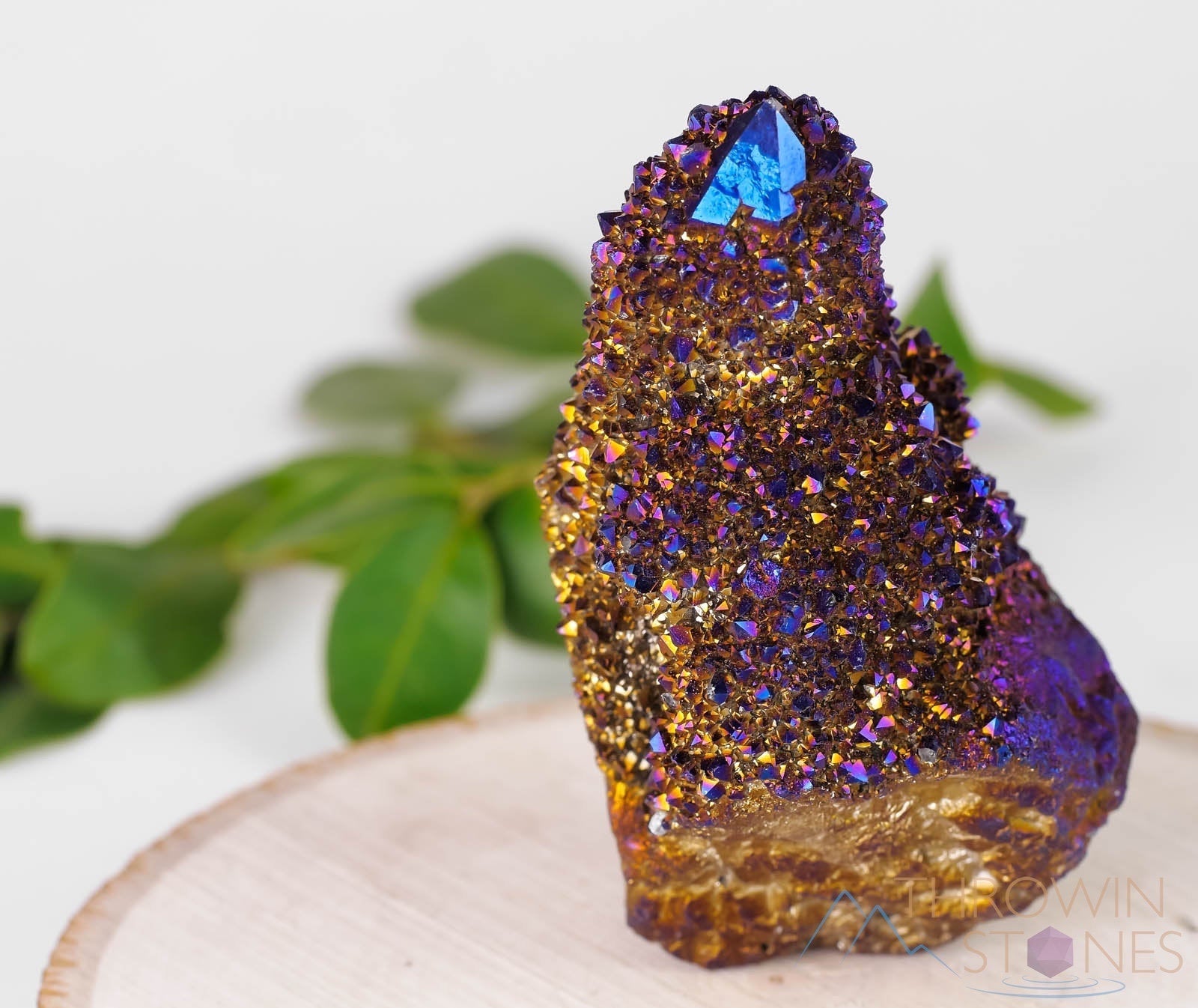 Rainbow Aura Quartz Crystal Cluster - Titanium Gold Coated Spirit Quartz for Meditation, Healing & Home Decor | Metaphysical Crystal Gift R0396 | Perfect for Yoga Spaces, Altars & Energy Healing