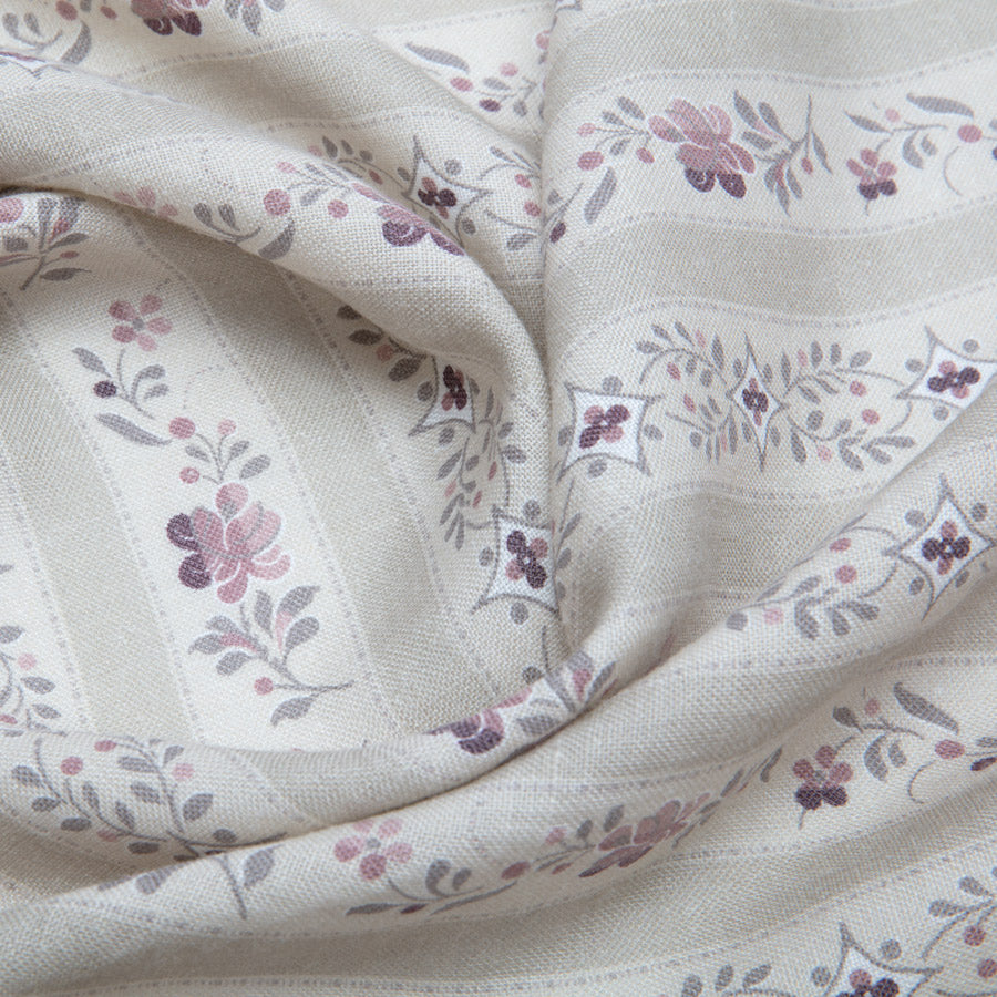 Beauclerc Striped Wide Linen Scarf - Soft & Lightweight Damson Purple Wrap - Perfect for Travel, Office & Casual Outfits