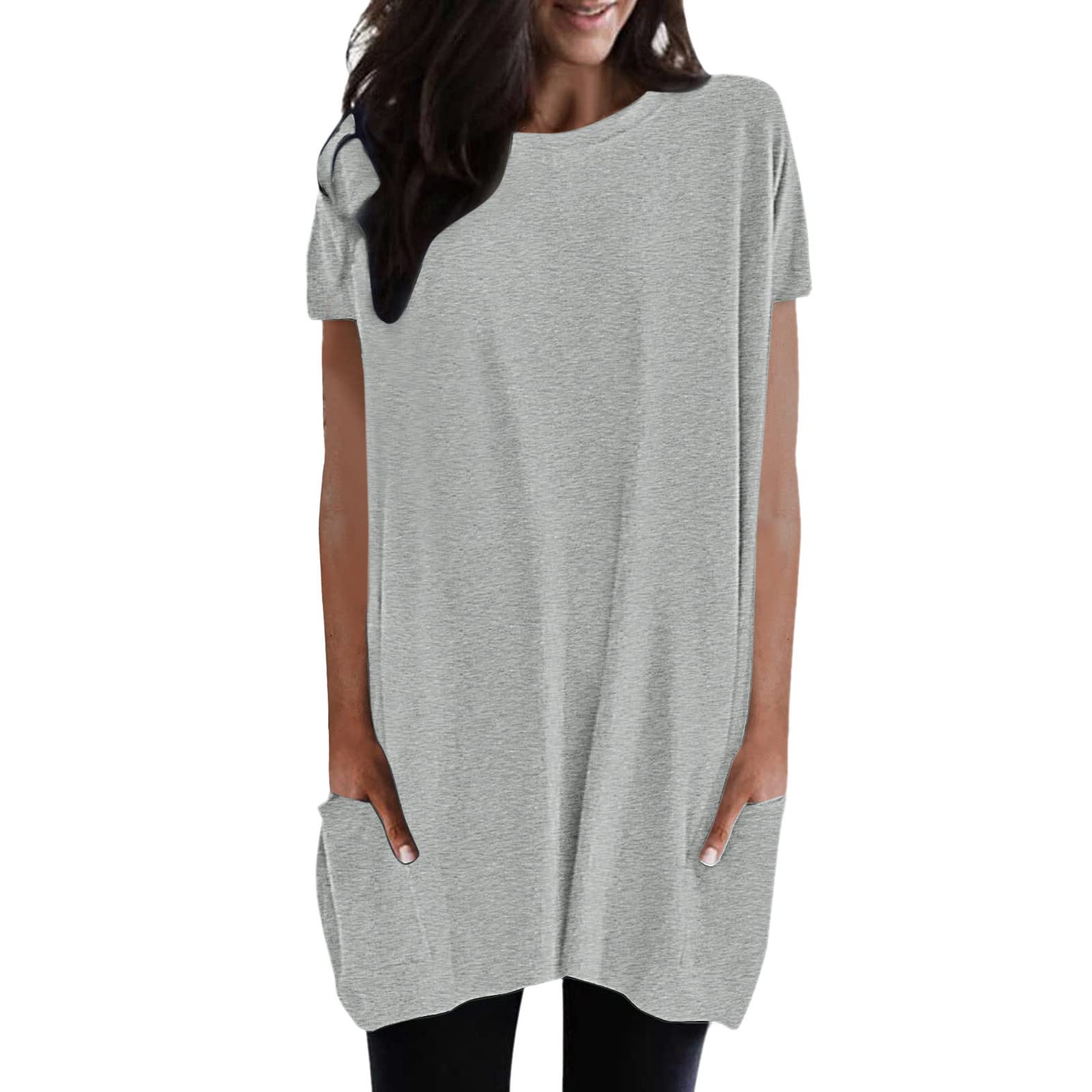 Women's Plus Size Short Sleeve Summer Tunic Tops for Leggings - 2022 Fashion Casual Blouse for Everyday Wear & Layering