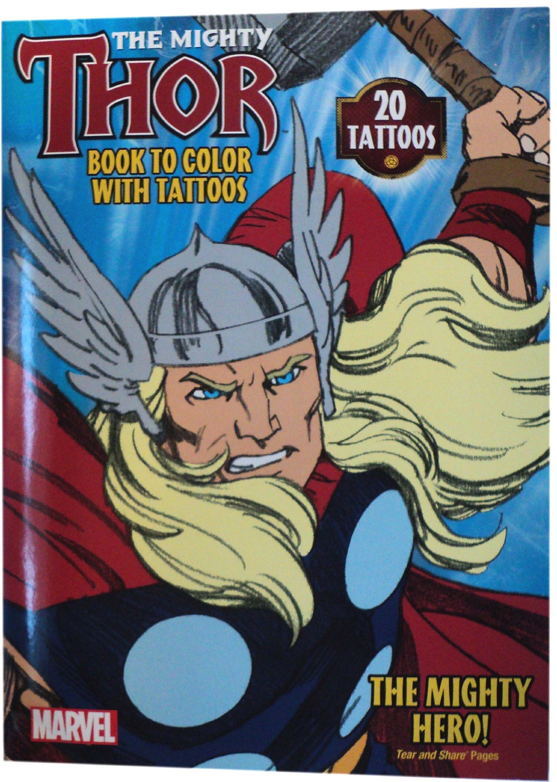 The Mighty Thor Coloring Book with Temporary Tattoos - Norse Mythology Art Therapy for Kids & Adults | Perfect for Stress Relief, Birthday Gifts & Marvel Fans