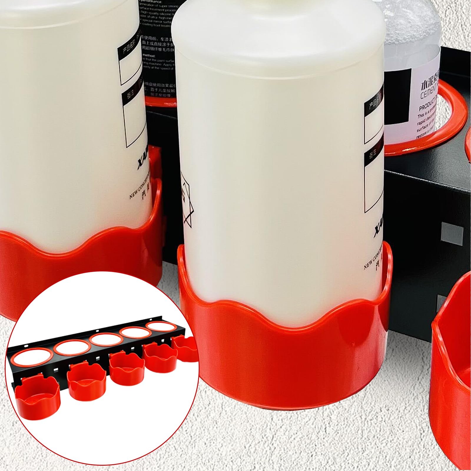 2 Pack Spray Bottle Holder Wall Mount Organizer with Spray Bottles - Auto Detailing Tools Hanger & Beauty Salon Accessory Storage Rack for Car Wash, Home Cleaning, and Hair Styling Stations
