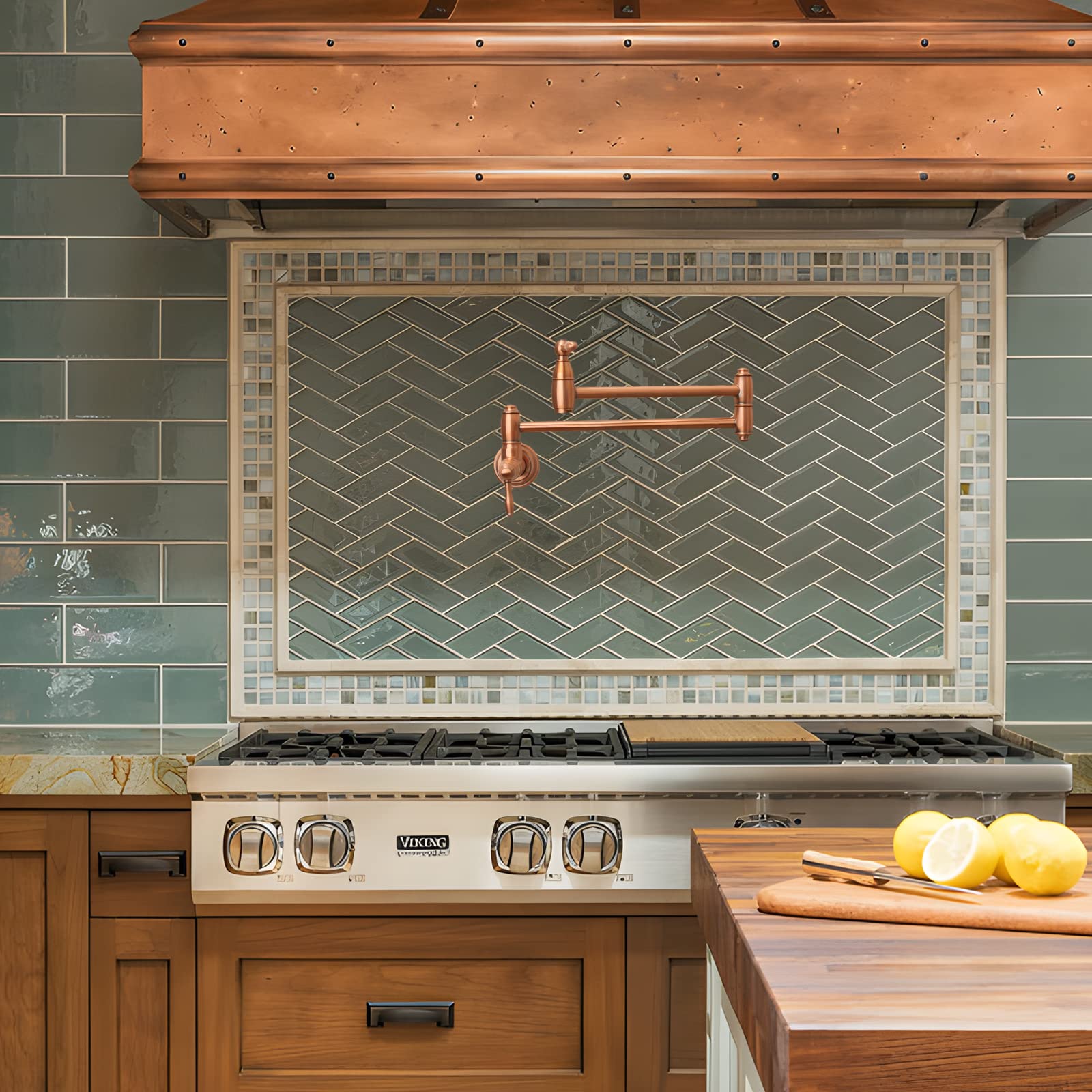 Akicon Wall-Mounted Copper Pot Filler Kitchen Faucet - Hot & Cold Water Sprayer for Cooking, Filling Large Pots & Bathtubs - Perfect for Home Kitchen, Restaurant & Commercial Use
