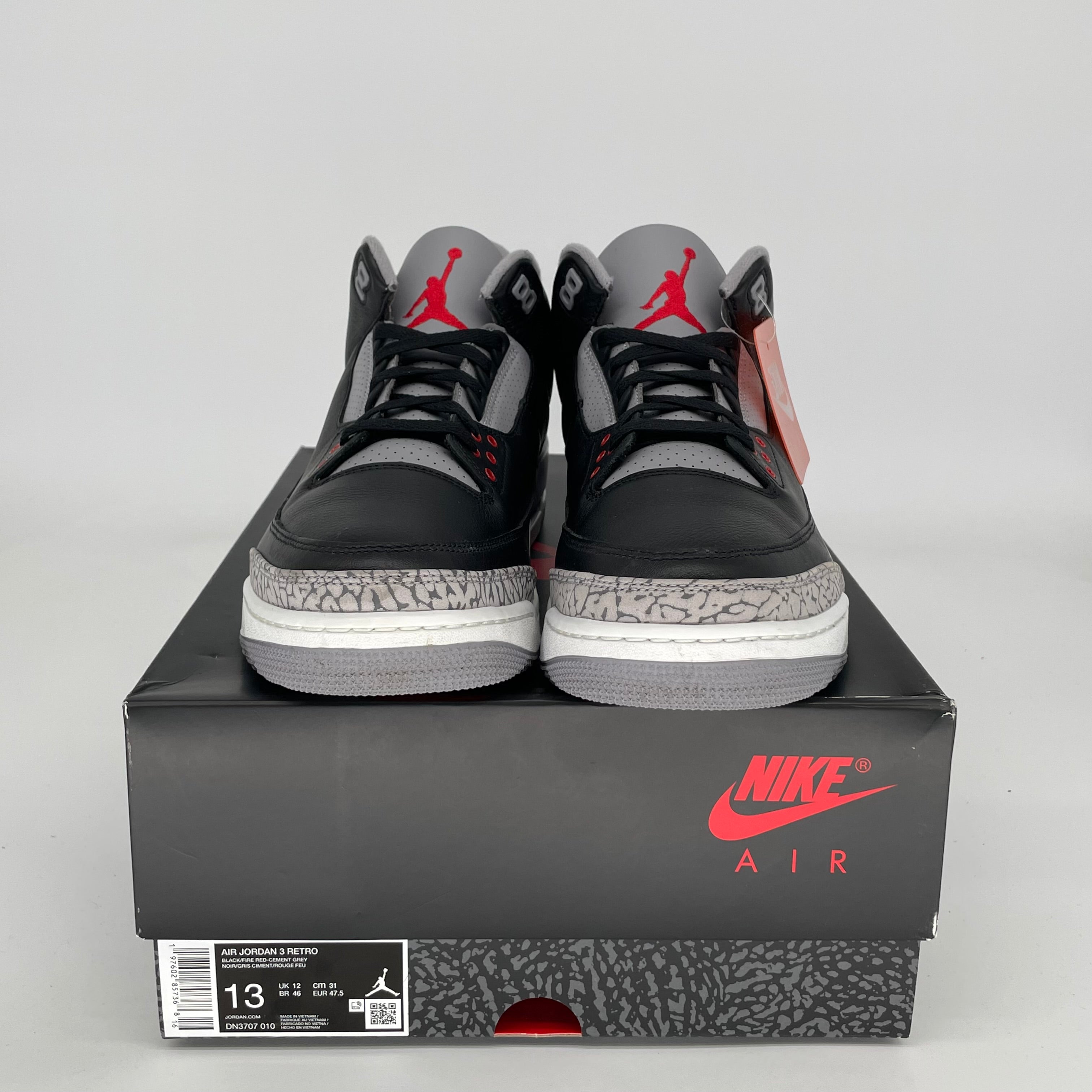 AIR JORDAN 3 RETRO BLACK CEMENT MEN'S BASKETBALL SHOES SIZE 13 (DN3707-010) - Perfect for Streetwear, Sneaker Collecting & Basketball Games