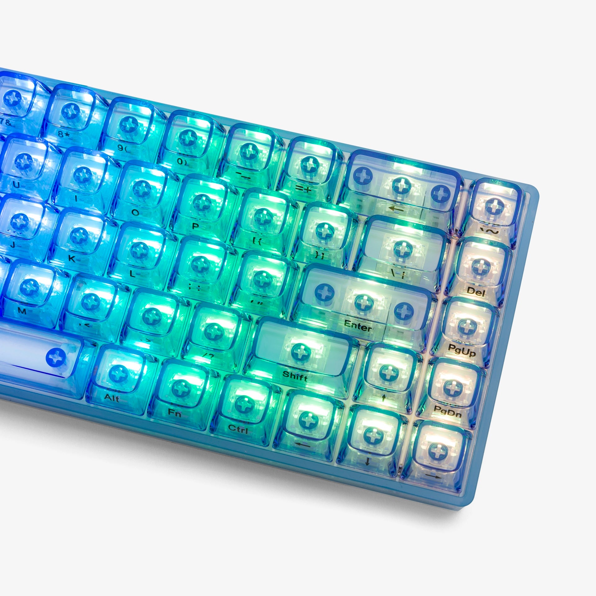 Clear Sapphire Basecamp 65 Mechanical Keyboard with Silent Glacier Switches - Compact 65% Layout for Gaming, Typing & Office Work