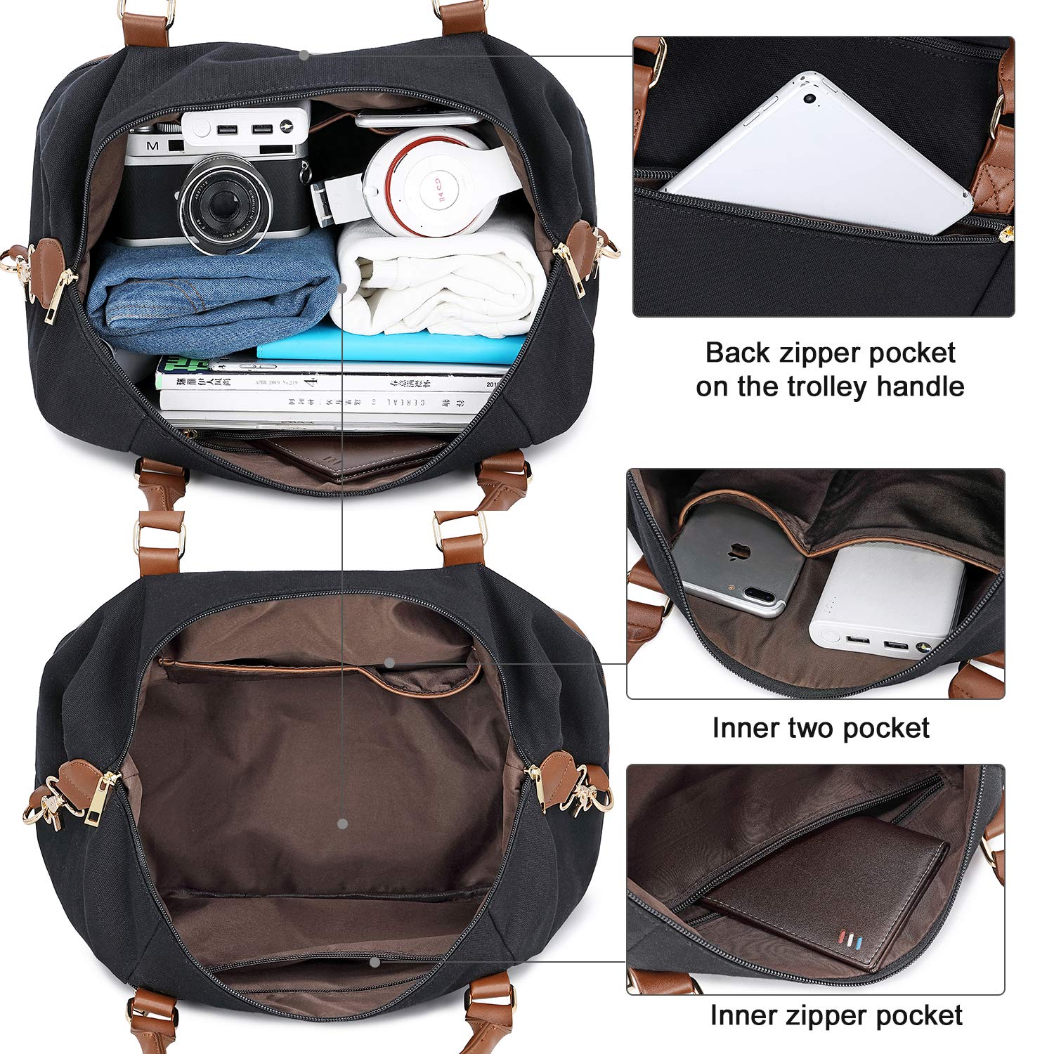 Stylish CAMTOP Women's Travel Tote Bag - Spacious Overnight Weekender Carry-On with Luggage Sleeve & Shoe Compartment - Perfect for Business Trips, Weekend Getaways & Airplane Travel
