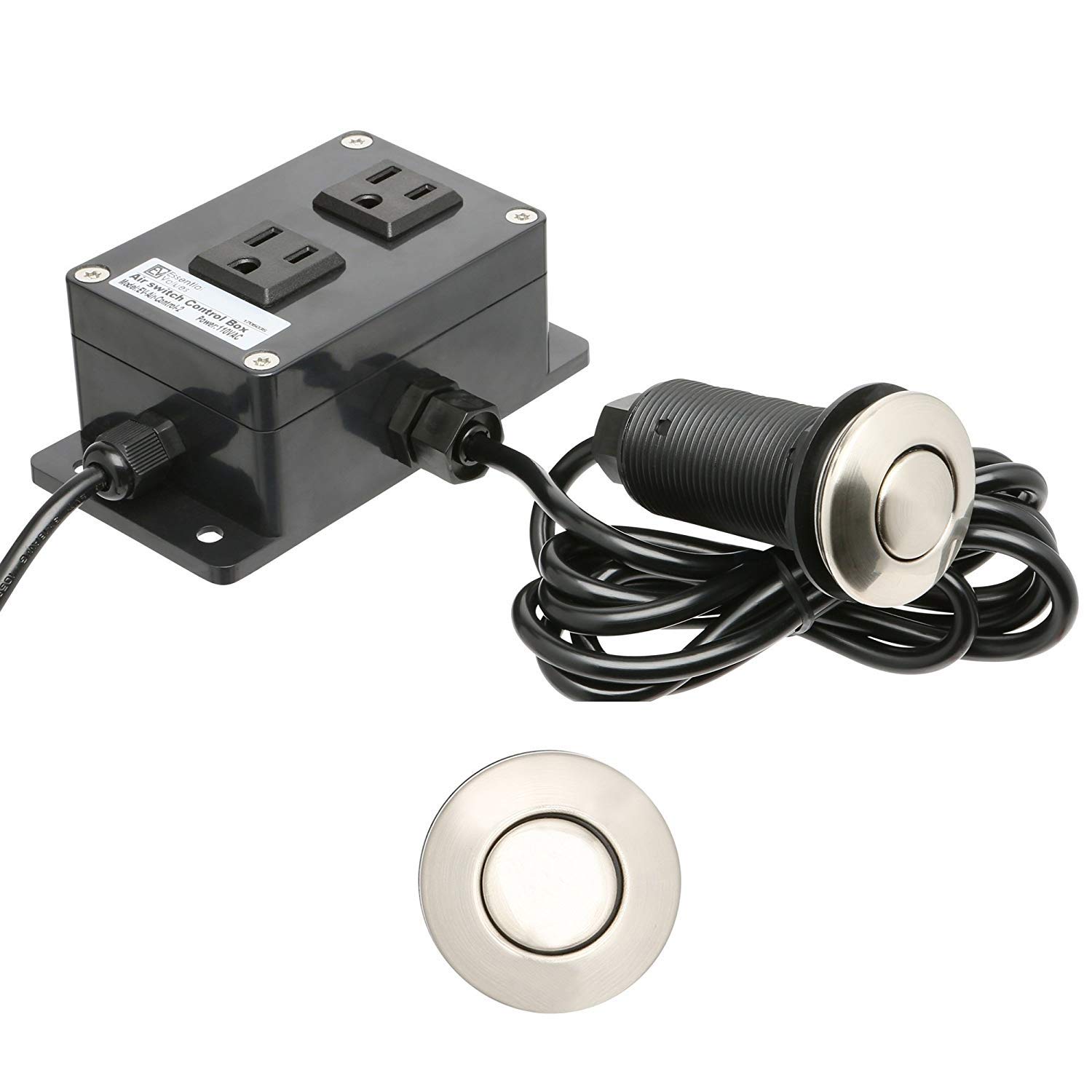 Dual Outlet Garbage Disposal Air Switch - Brushed Nickel Sink Top/Countertop On Off Switch for Insinkerator & Waste King - Perfect for Kitchen Waste Management & Easy Disposal Control