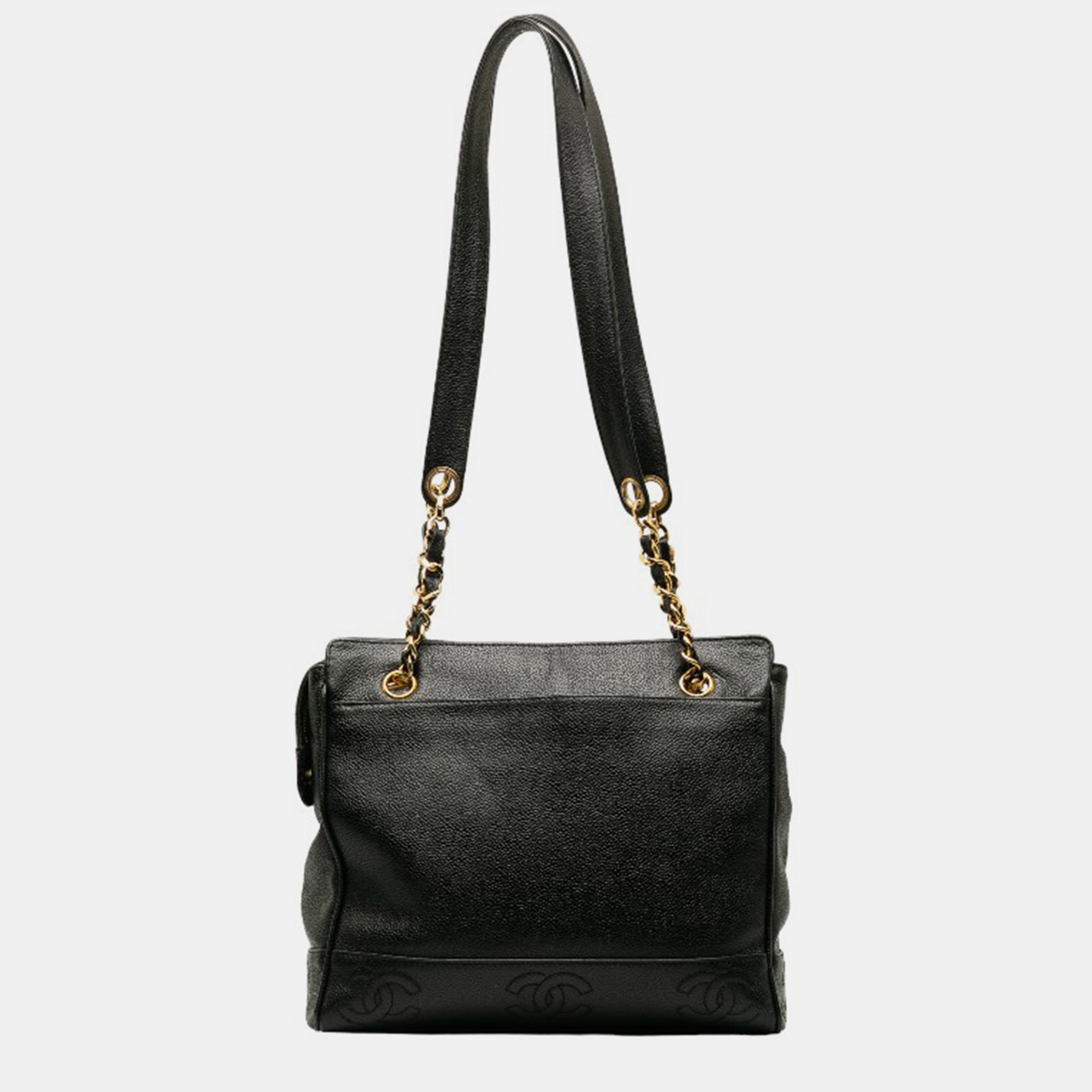 Luxury Black Caviar Leather Triple CC Tote Bag for Women - Elegant Designer Handbag for Work, Travel & Everyday Use