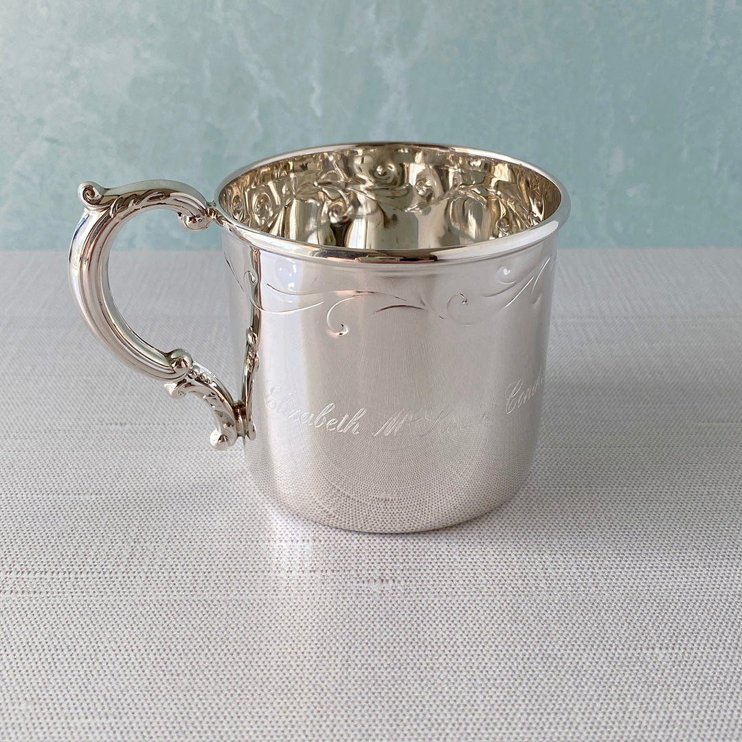 Sterling Silver Floral Baby Cup - Elegant Christening Gift for Newborns, Baptism, and Baby Showers - Perfect for Special Occasions and Keepsakes