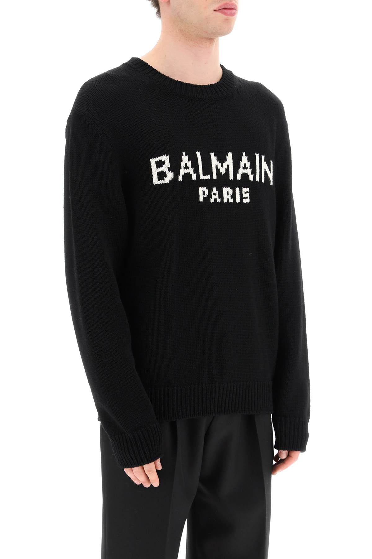 Balmain Oversized Wool Logo Sweater for Women - Luxury Knit Pullover for Fall & Winter - Perfect for Casual Outfits, Office Wear & Holiday Parties