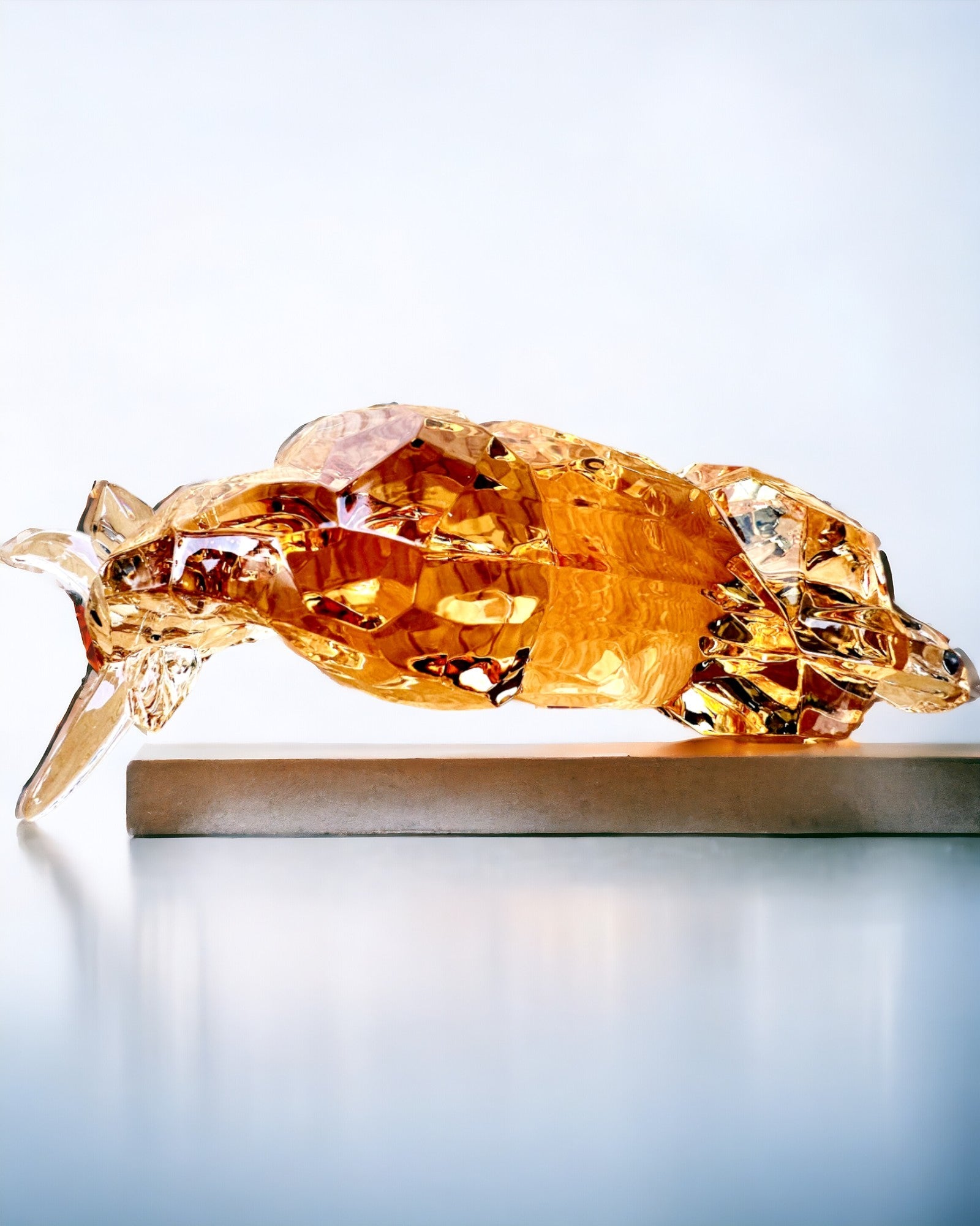 Golden Bull Statue - Handcrafted Resin Figurine with Transparent Design, Customizable for Home Decor, Office Desk, and Gift Giving