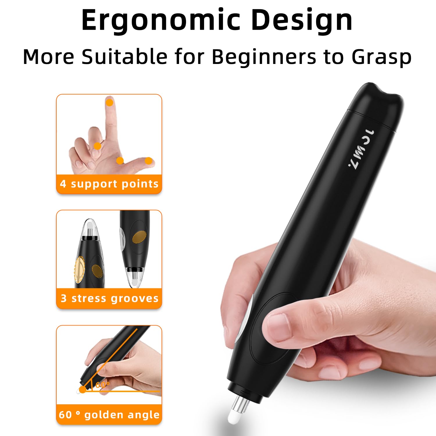 ZMOL Rechargeable Electric Eraser Kit for Artists - 140 Refills, Battery Operated Automatic Eraser for Precise Drawing, Sketching & Crafts | Portable Pencil Eraser for Professional Artists, Students & Hobbyists (Black) | Perfect for Sketchbooks, Canvas & Paper Art Projects