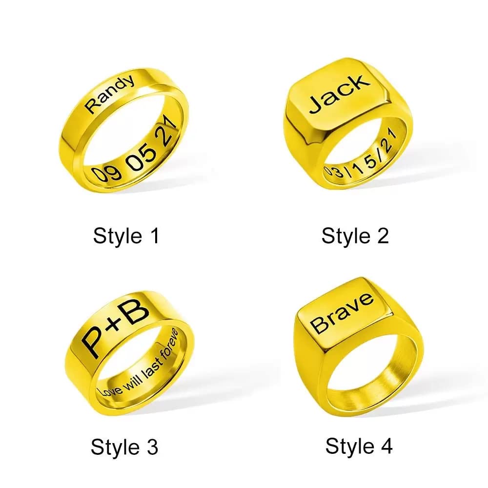 Custom Engraved Stainless Steel Wedding Band Rings for Men - Perfect Gift for Husband, Dad, Boyfriend - Comfort Fit & Durable for Daily Wear