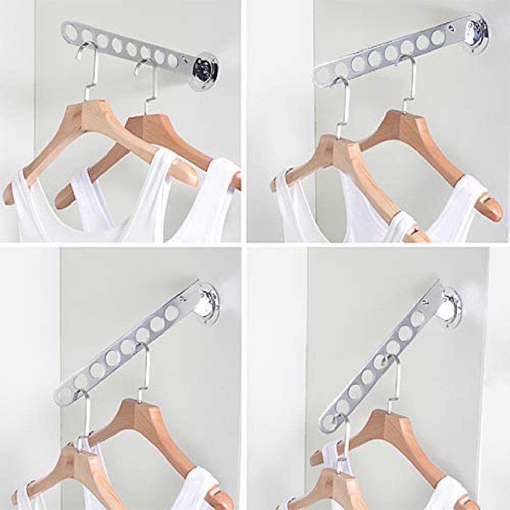 Stainless Steel Folding Wall Mounted Clothes Hanger Rack with Swing Arm - Heavy Duty Drying Rack for Closet Storage & Organization - Perfect for Small Spaces, Laundry Rooms & Bathrooms