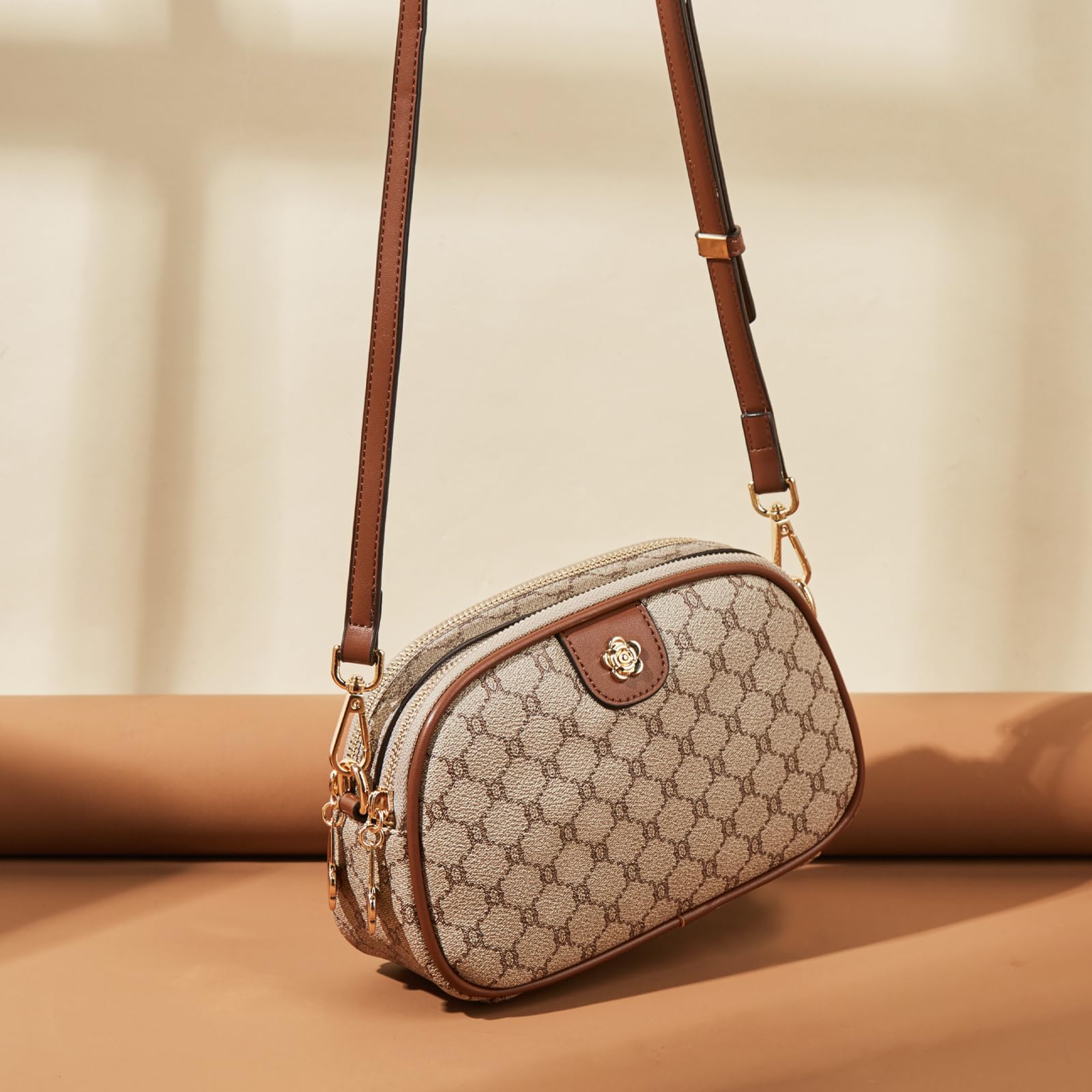 Vegan Leather Small Crossbody Bag for Women - PVC Checkered Shoulder Purse with Phone Pocket | Fashionable Sling Bag for Daily Use, Travel & Shopping
