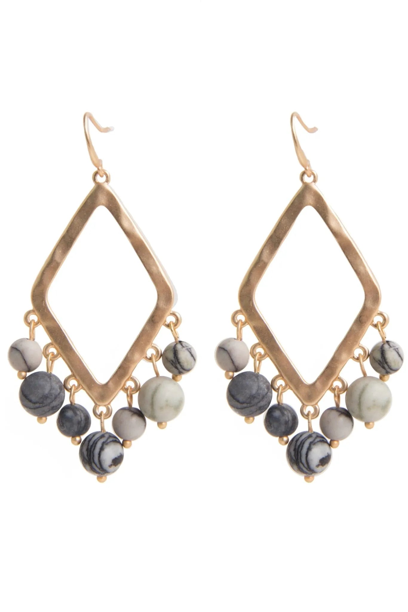 Elegant Stone Beaded Open Dangle Earrings for Women | Boho Chic Handmade Jewelry | Perfect for Parties, Weddings & Everyday Wear