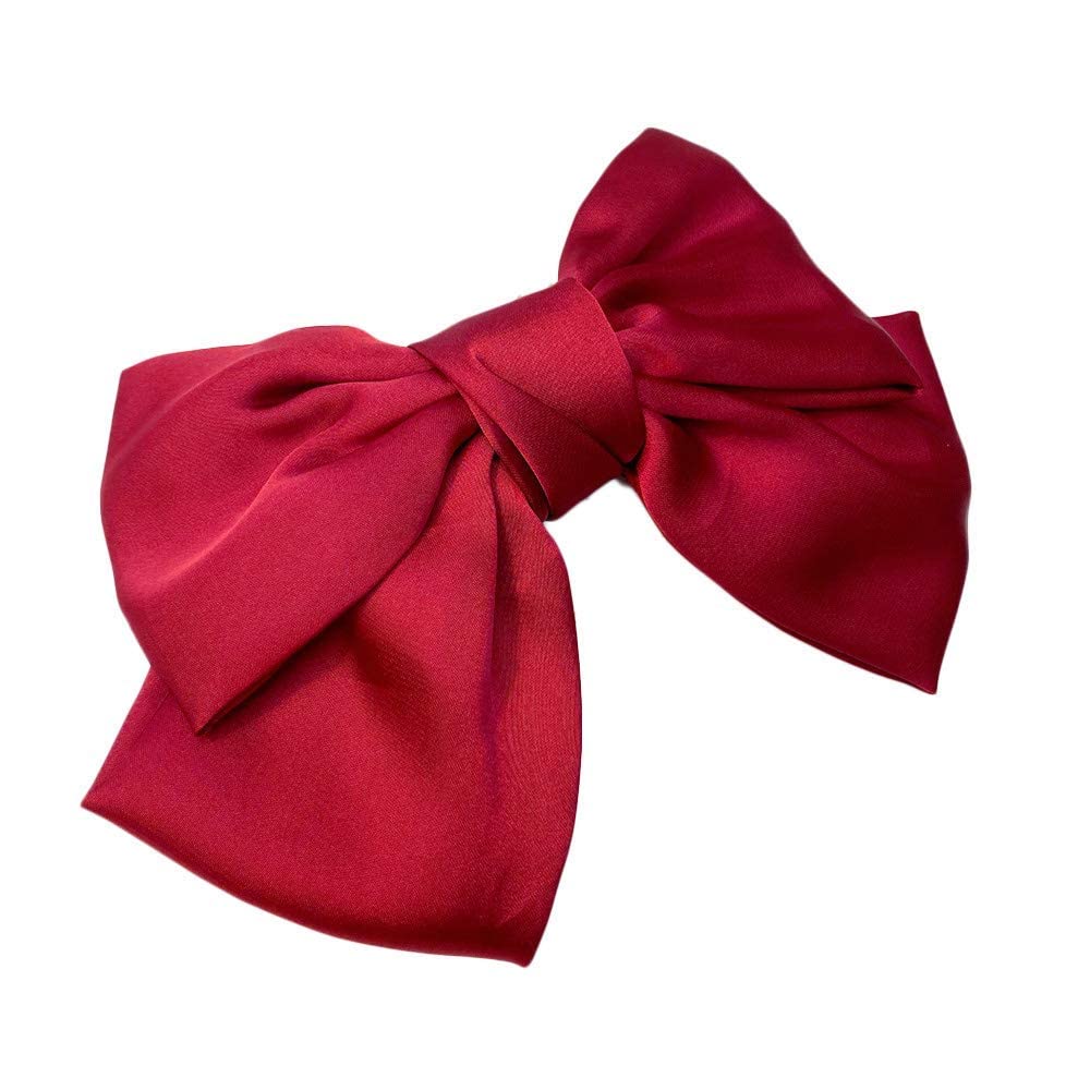 Glamifirsto 3-Piece Large Black Ribbon Hair Bows for Women & Girls - 8 Inch French Style Barrette Hair Clips - Elegant Hair Accessories for Weddings, Parties & Everyday Wear